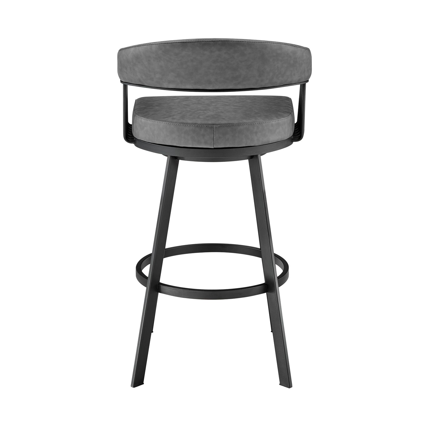 30" Mod Gray Faux Leather Black Finish Swivel Bar Stool