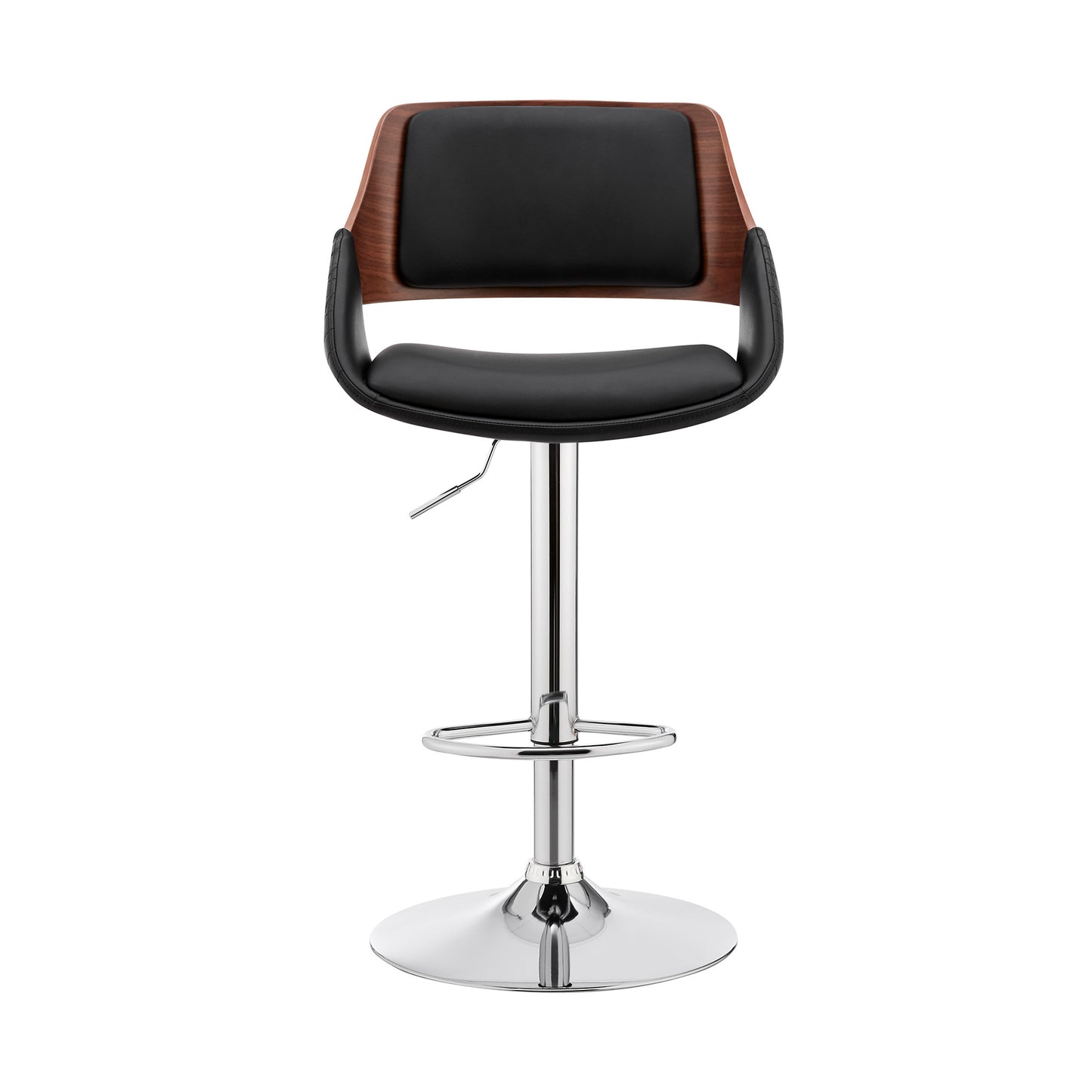 43" Black And Silver Iron Swivel Low Back Adjustable Height Bar Chair With Footrest