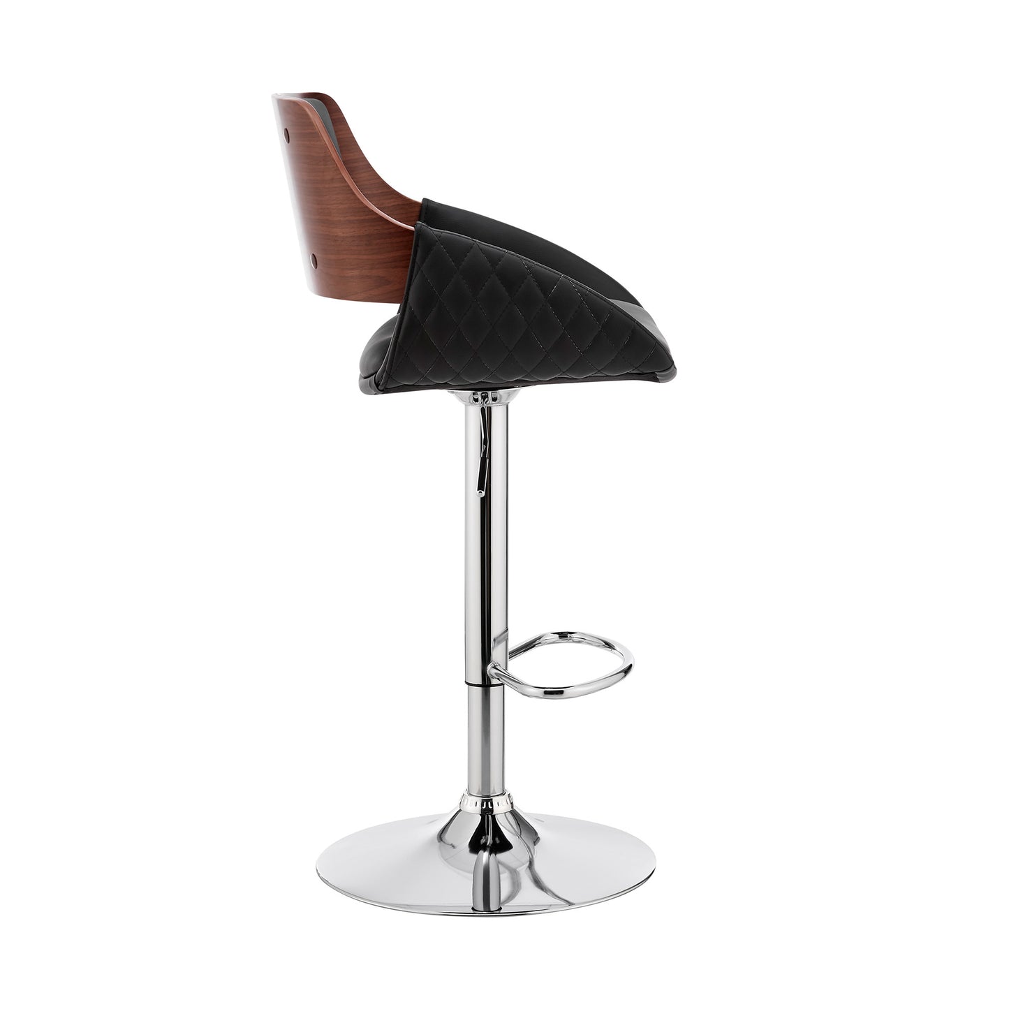 43" Black And Silver Iron Swivel Low Back Adjustable Height Bar Chair With Footrest