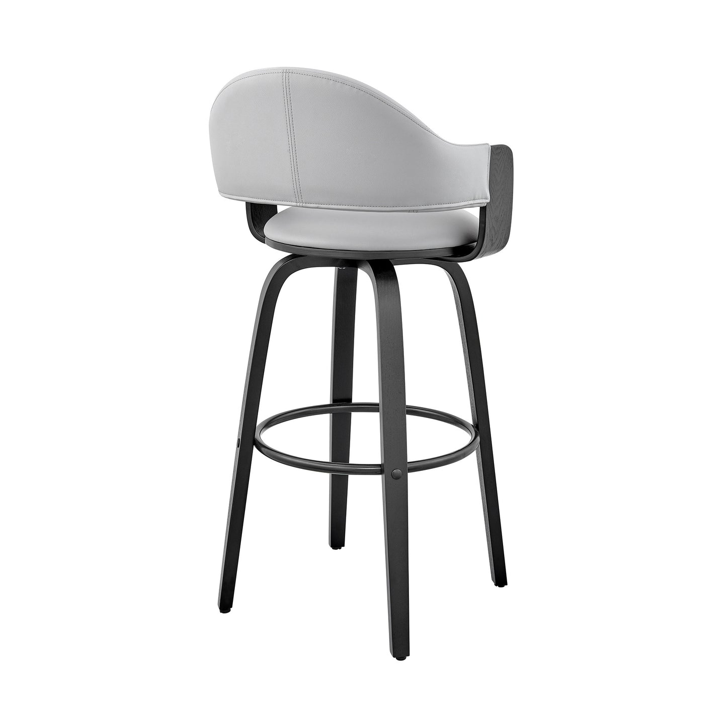 30" Rich Grey Faux Leather Walnut Wood Bar Stool