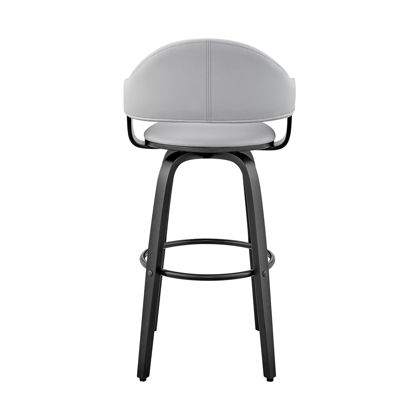 30" Rich Grey Faux Leather Walnut Wood Bar Stool