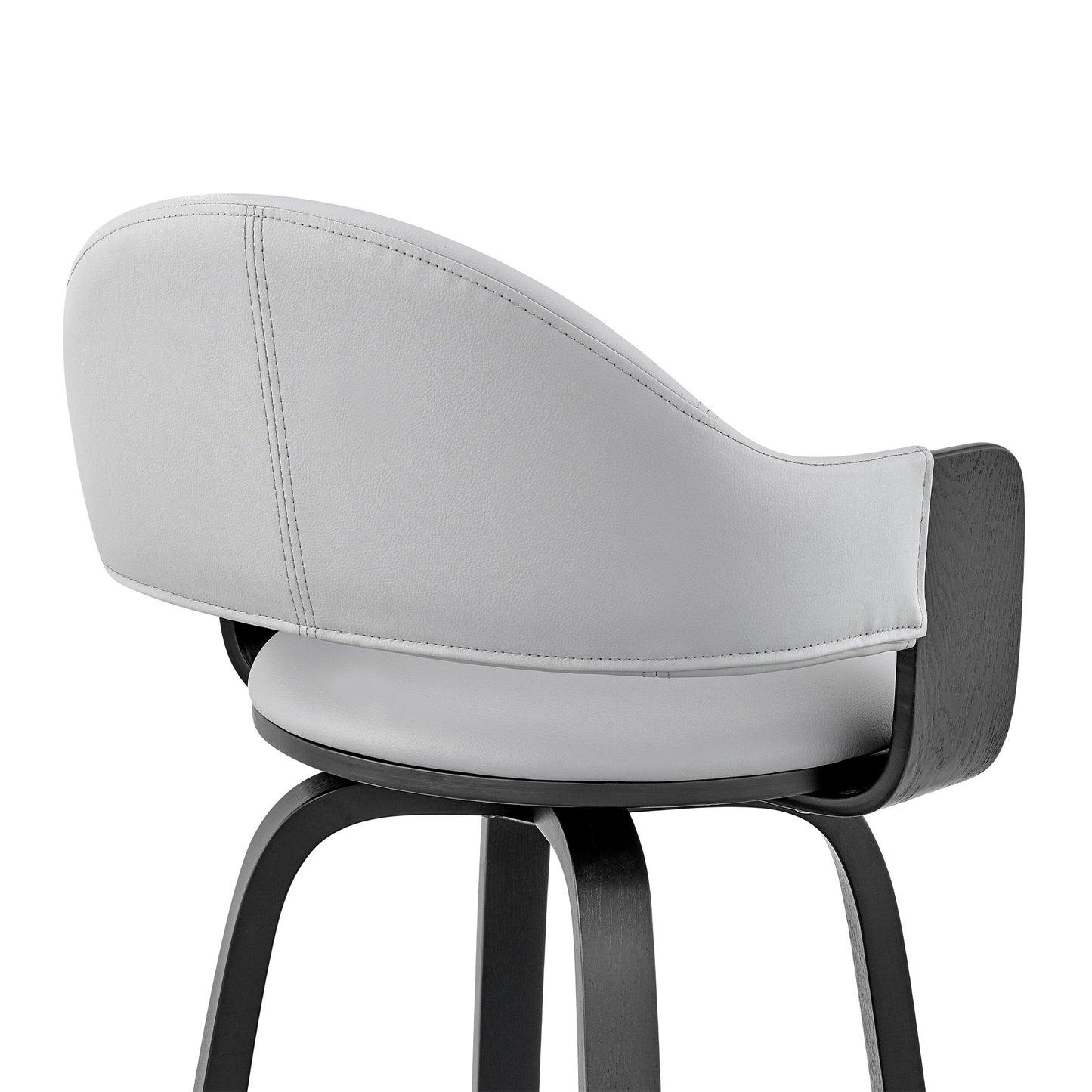 30" Rich Grey Faux Leather Walnut Wood Bar Stool