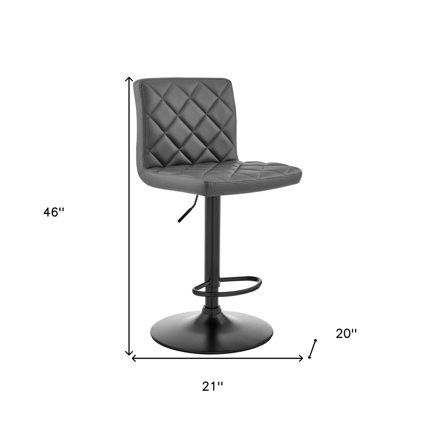 Gray Faux Leather Swivel Adjustable Bar Stool
