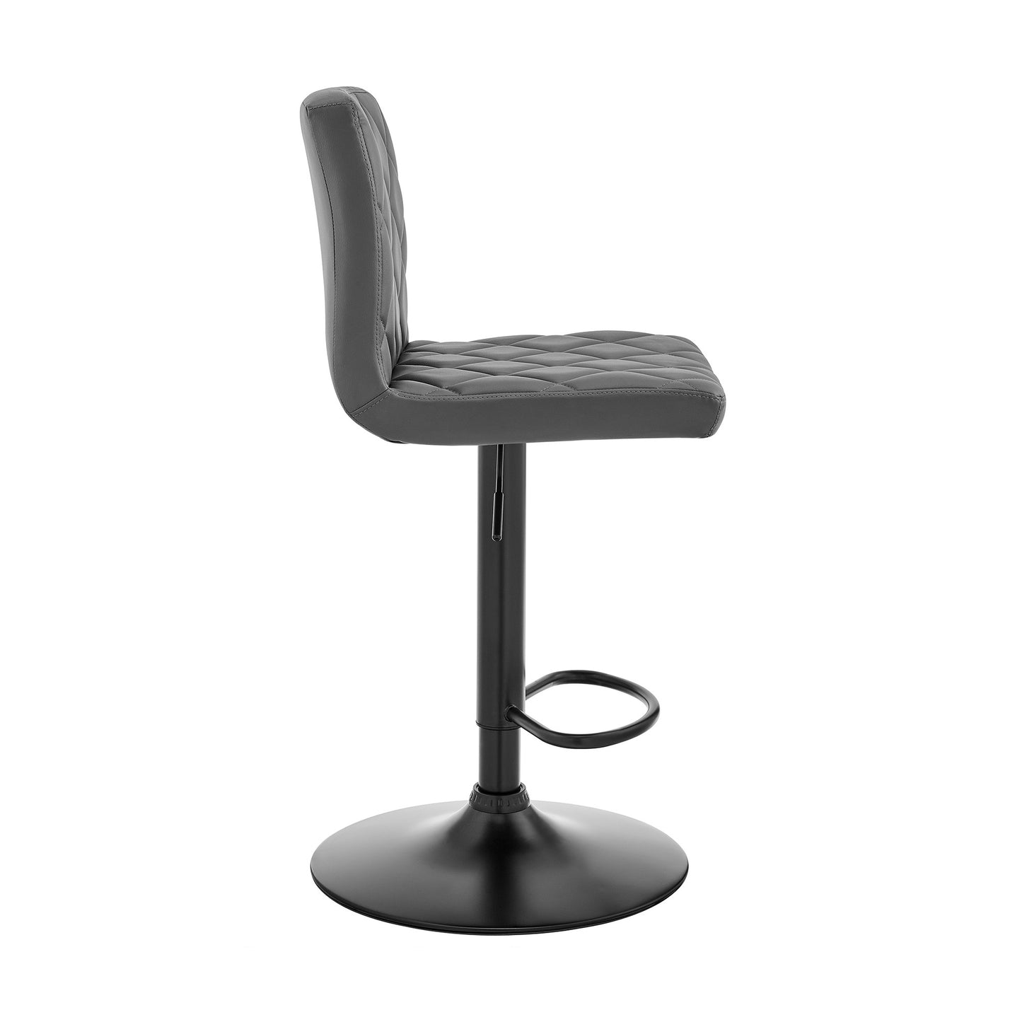 Gray Faux Leather Swivel Adjustable Bar Stool