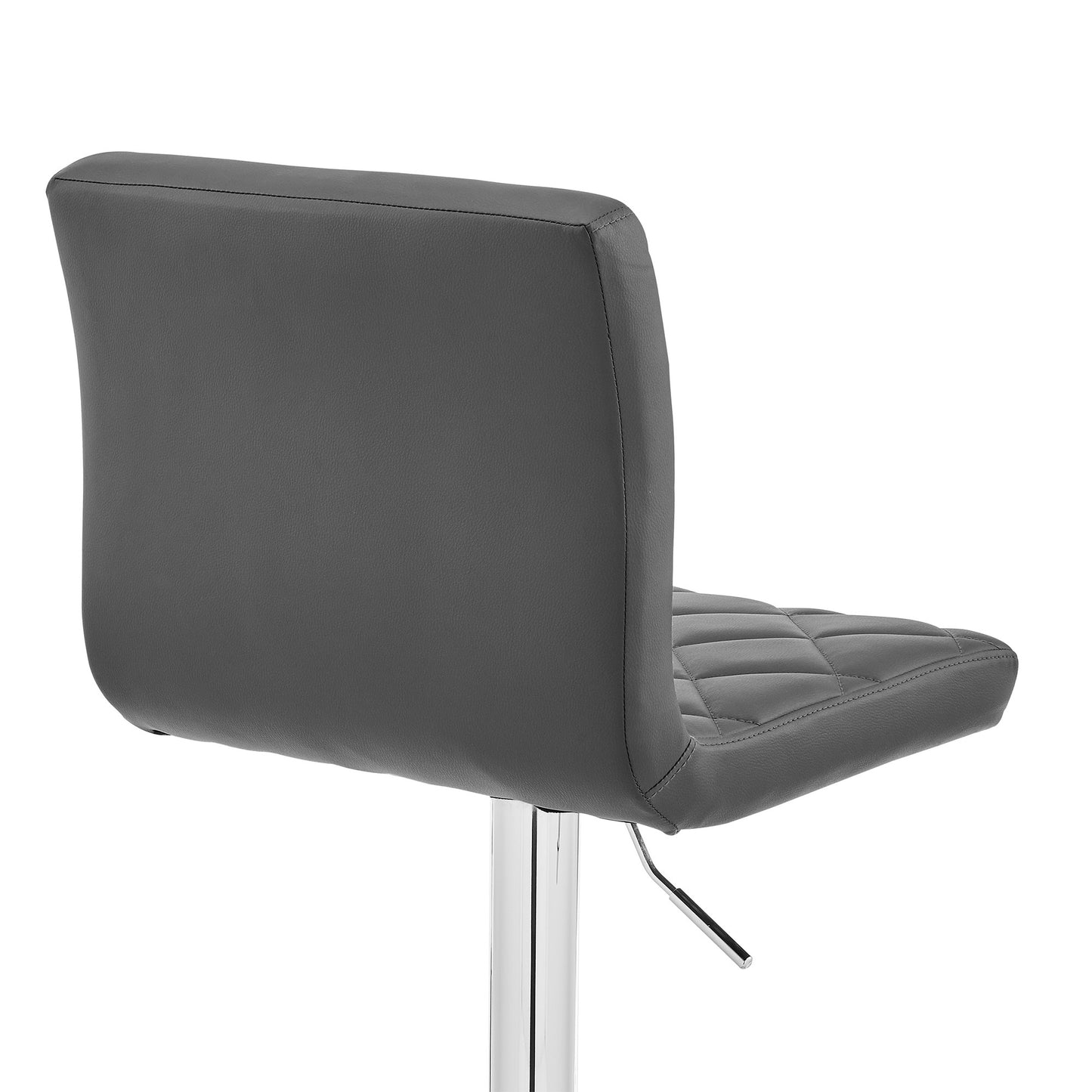 Gray Faux Leather Chrome Base Swivel Adjustable Bar Stool