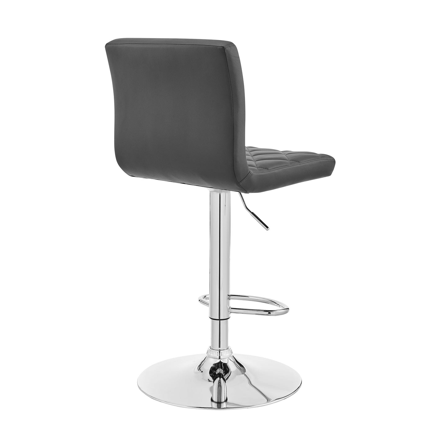 Gray Faux Leather Chrome Base Swivel Adjustable Bar Stool