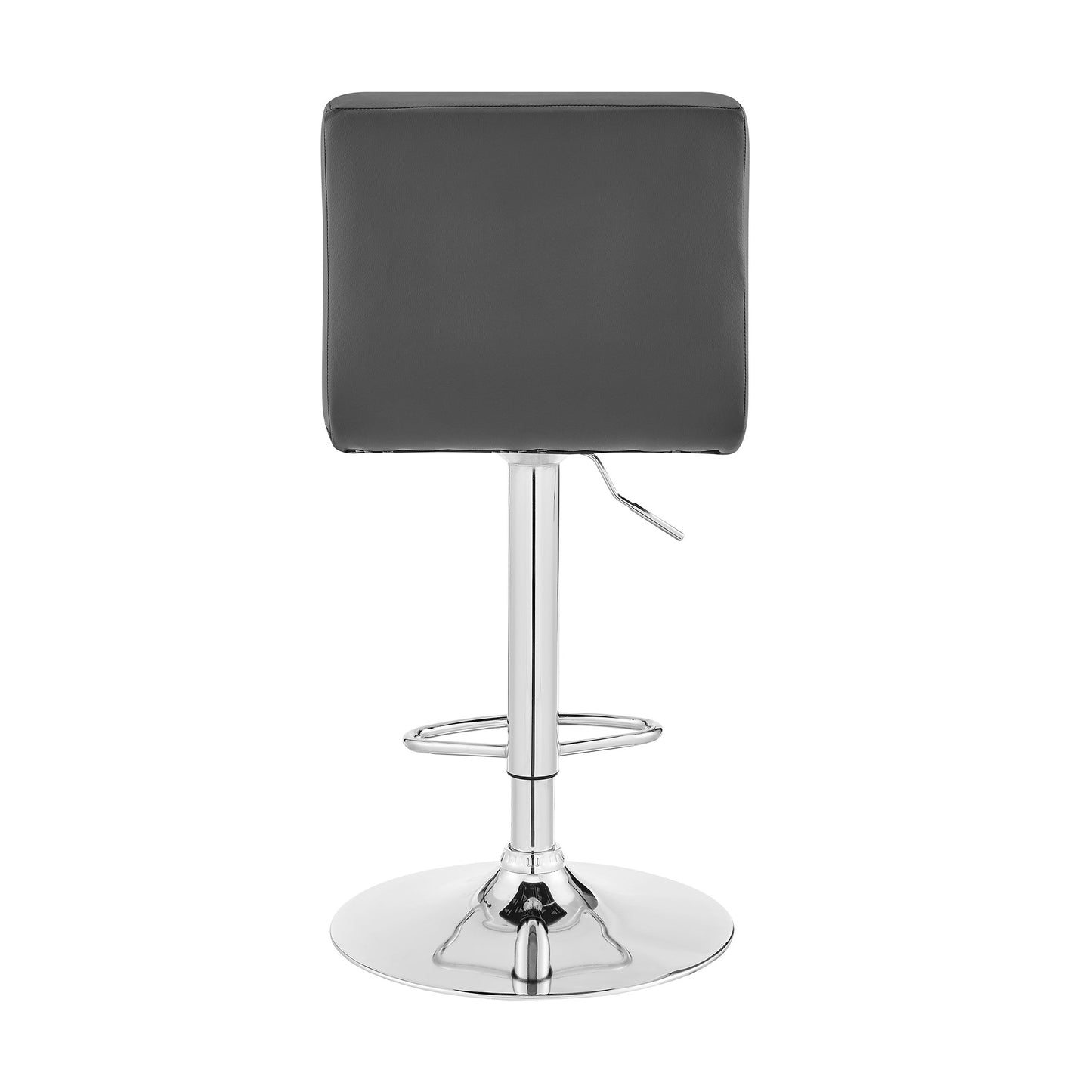 Gray Faux Leather Chrome Base Swivel Adjustable Bar Stool
