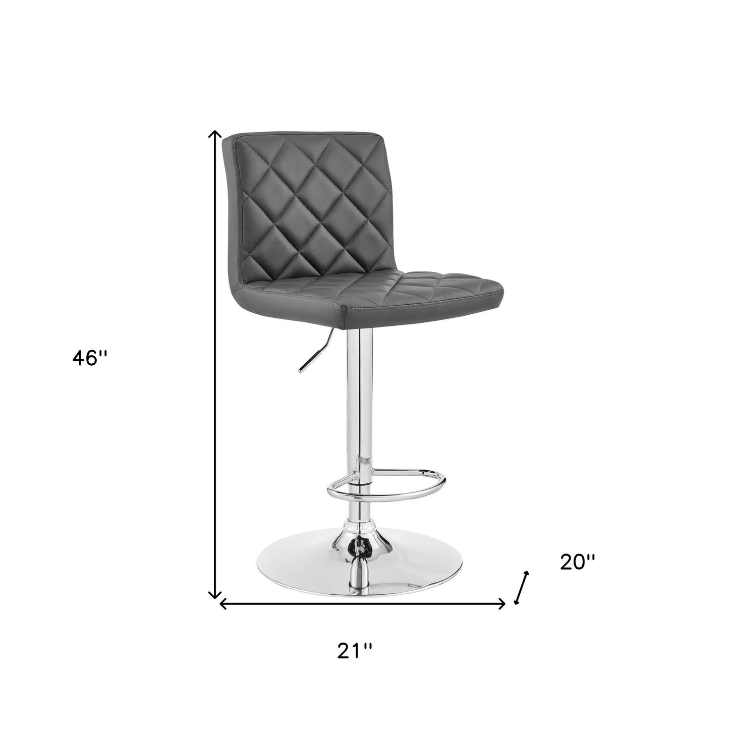 Gray Faux Leather Chrome Base Swivel Adjustable Bar Stool