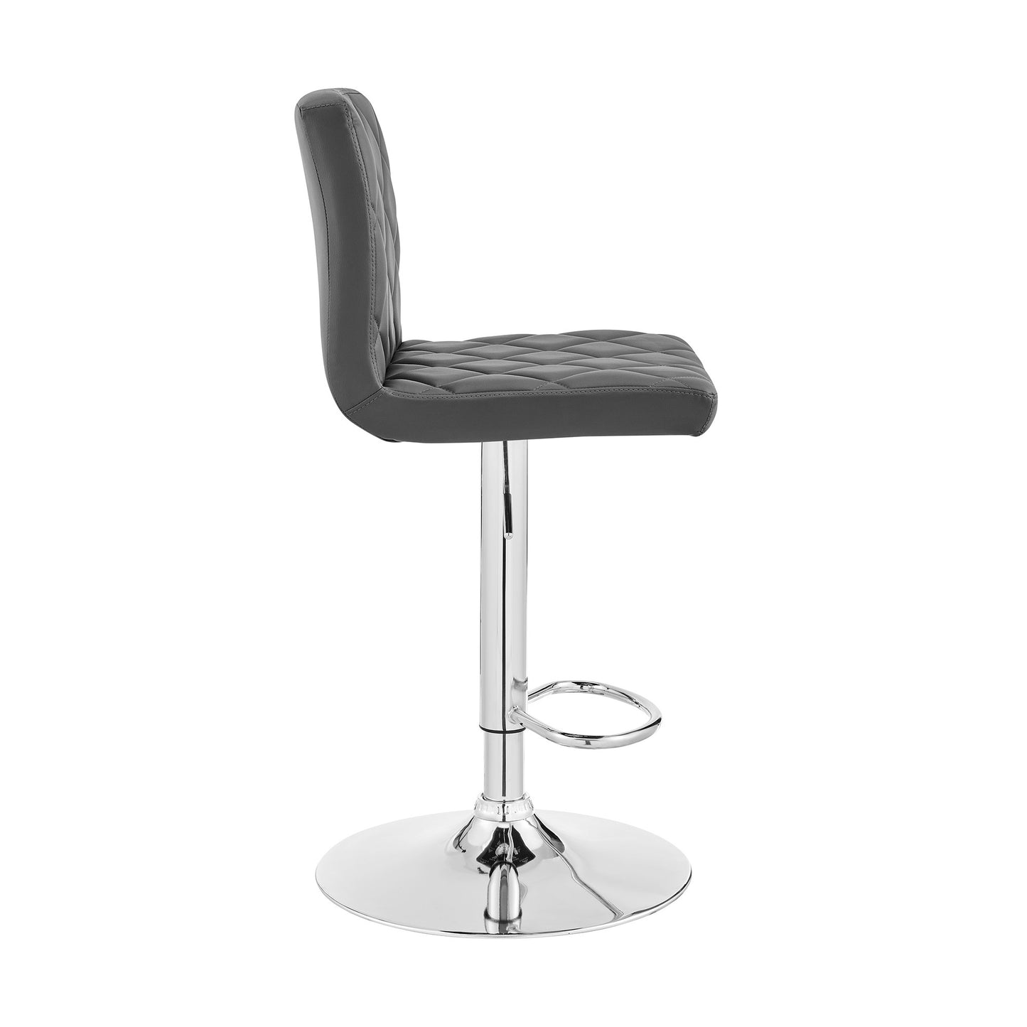 Gray Faux Leather Chrome Base Swivel Adjustable Bar Stool