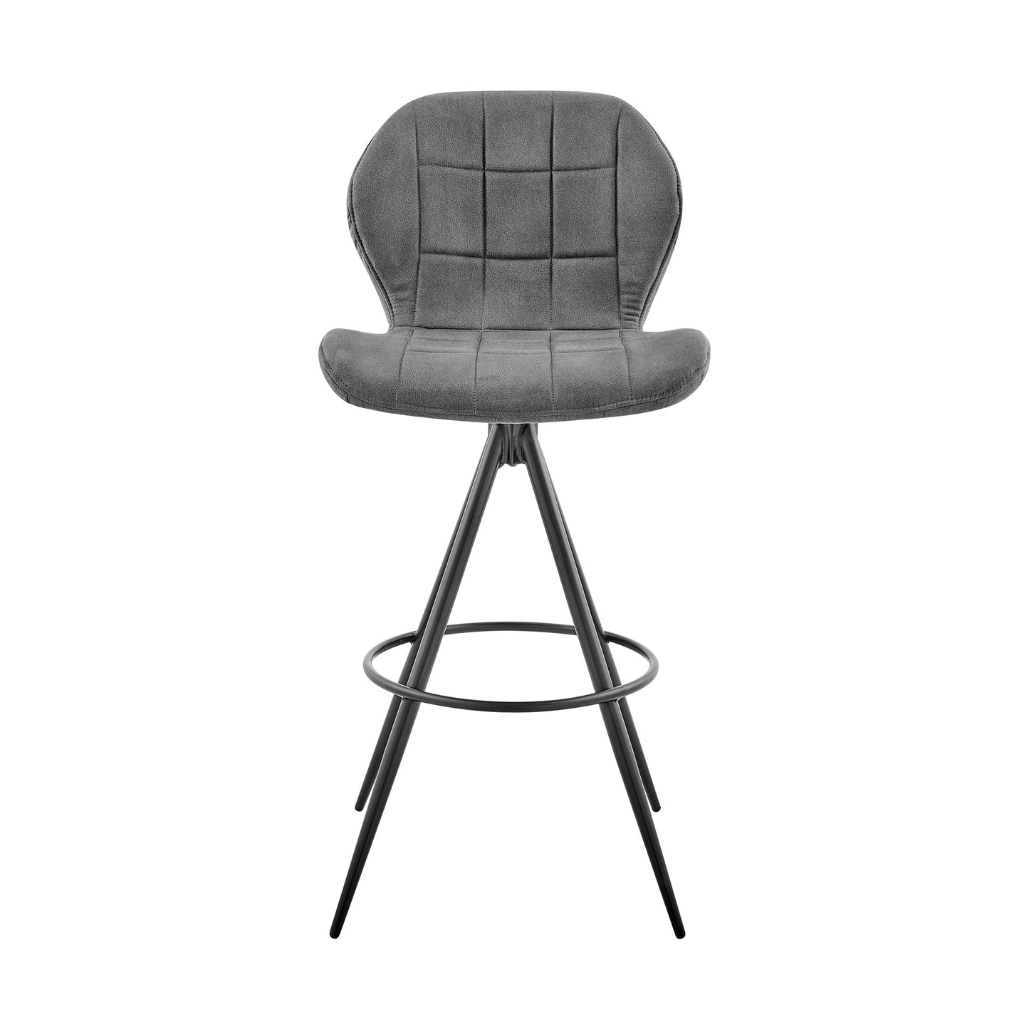 26" Charcoal Gray and Black Microfiber Squared Channel Bar Stool