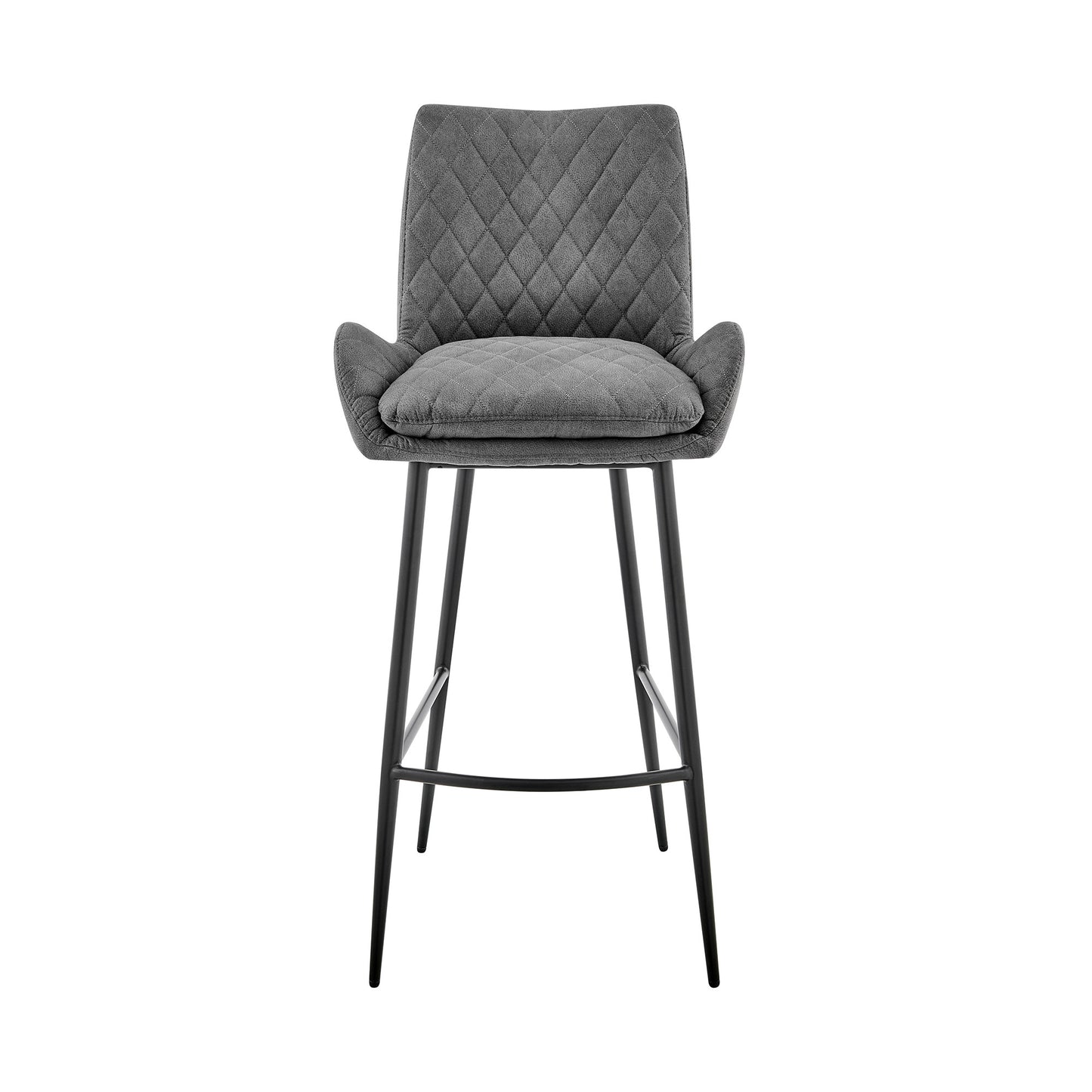 38" Charcoal Microfiber and Black Iron Counter Height Bar Chair