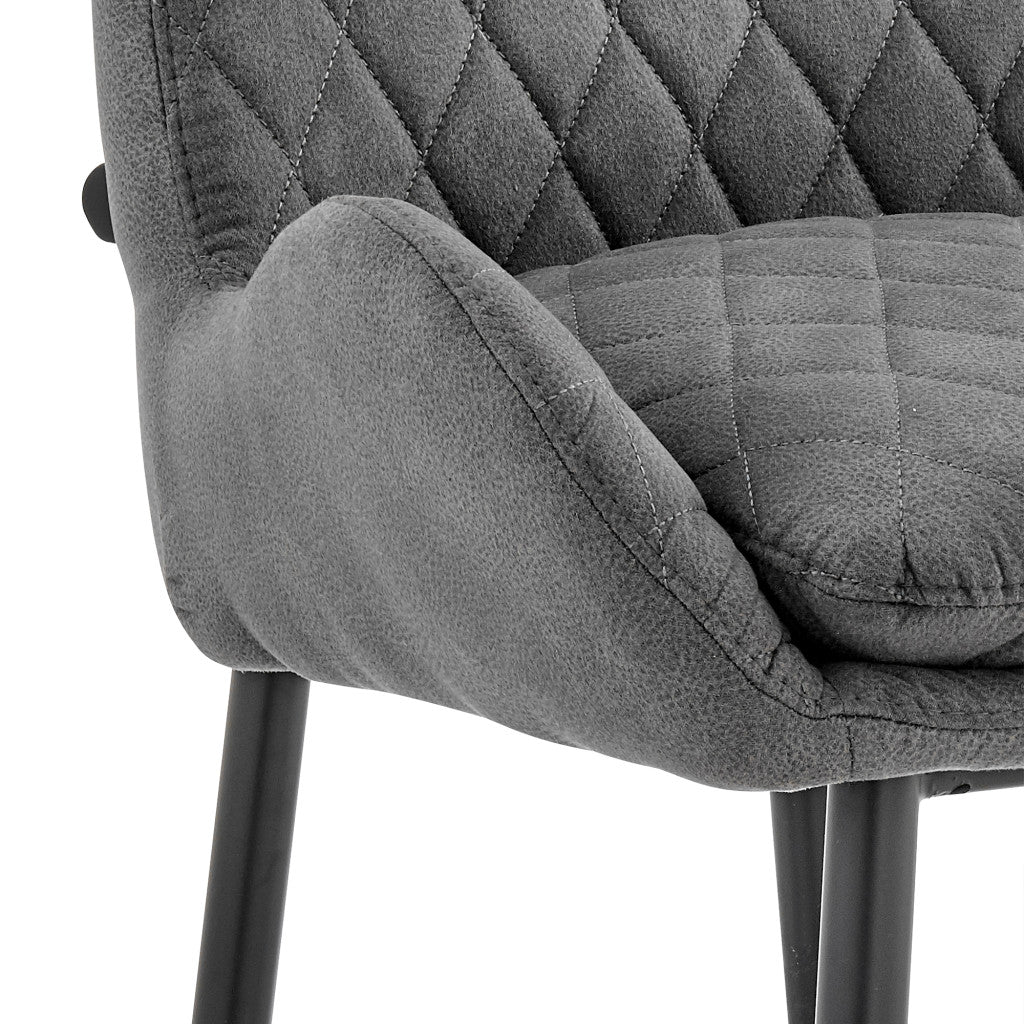 38" Charcoal Microfiber and Black Iron Counter Height Bar Chair