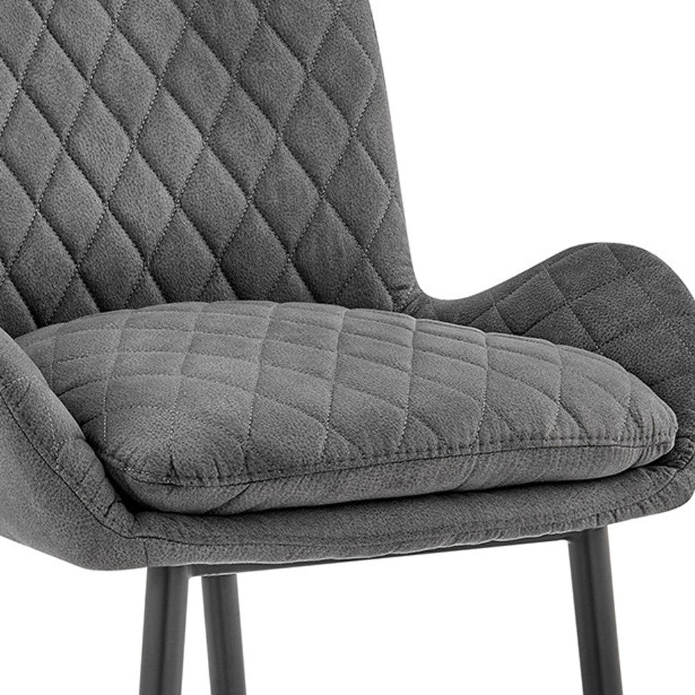 43" Charcoal Microfiber and Black Iron Bar Height Chair