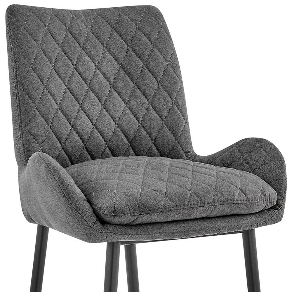 43" Charcoal Microfiber and Black Iron Bar Height Chair
