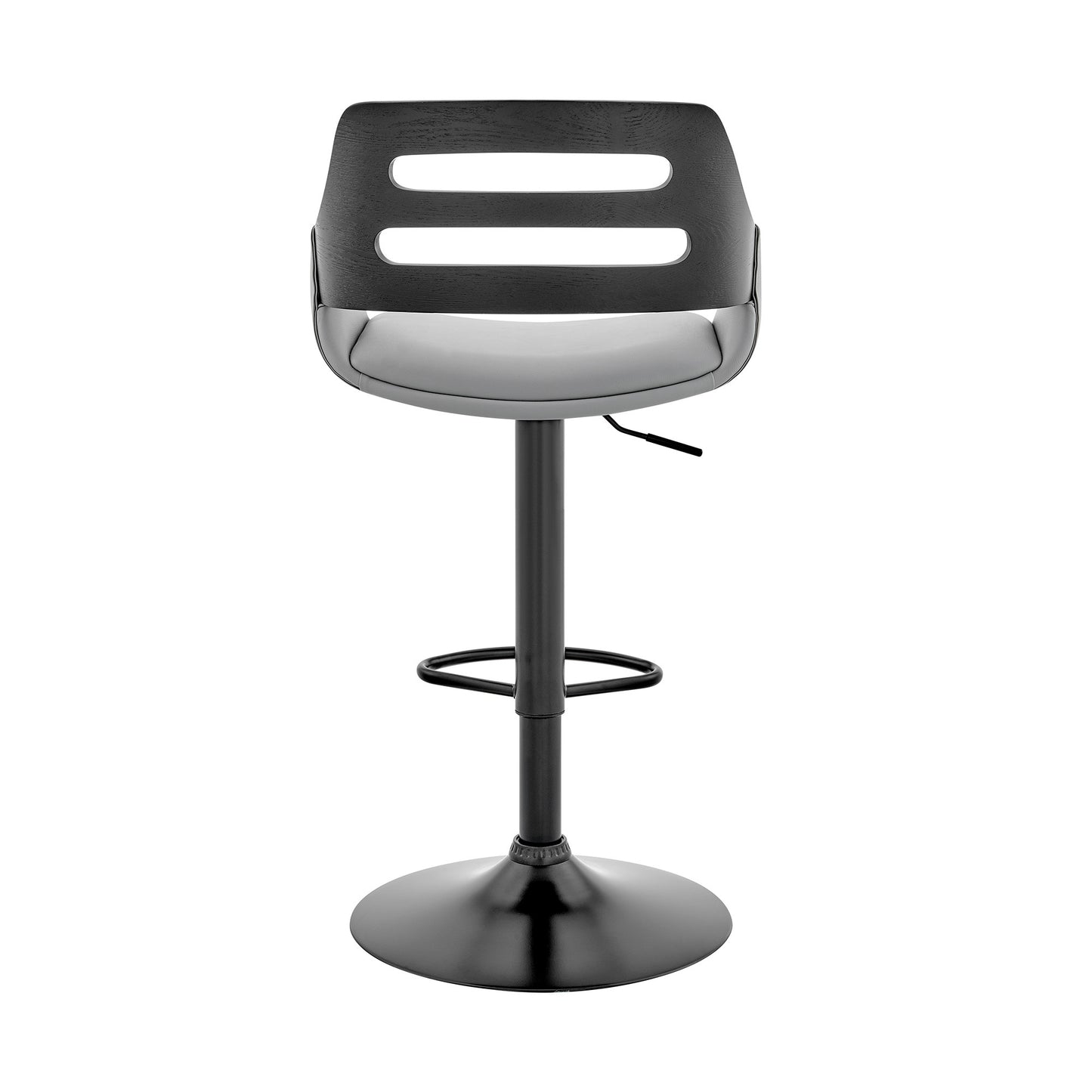 43" Gray And Black Iron Swivel Low Back Adjustable Height Bar Chair With Footrest