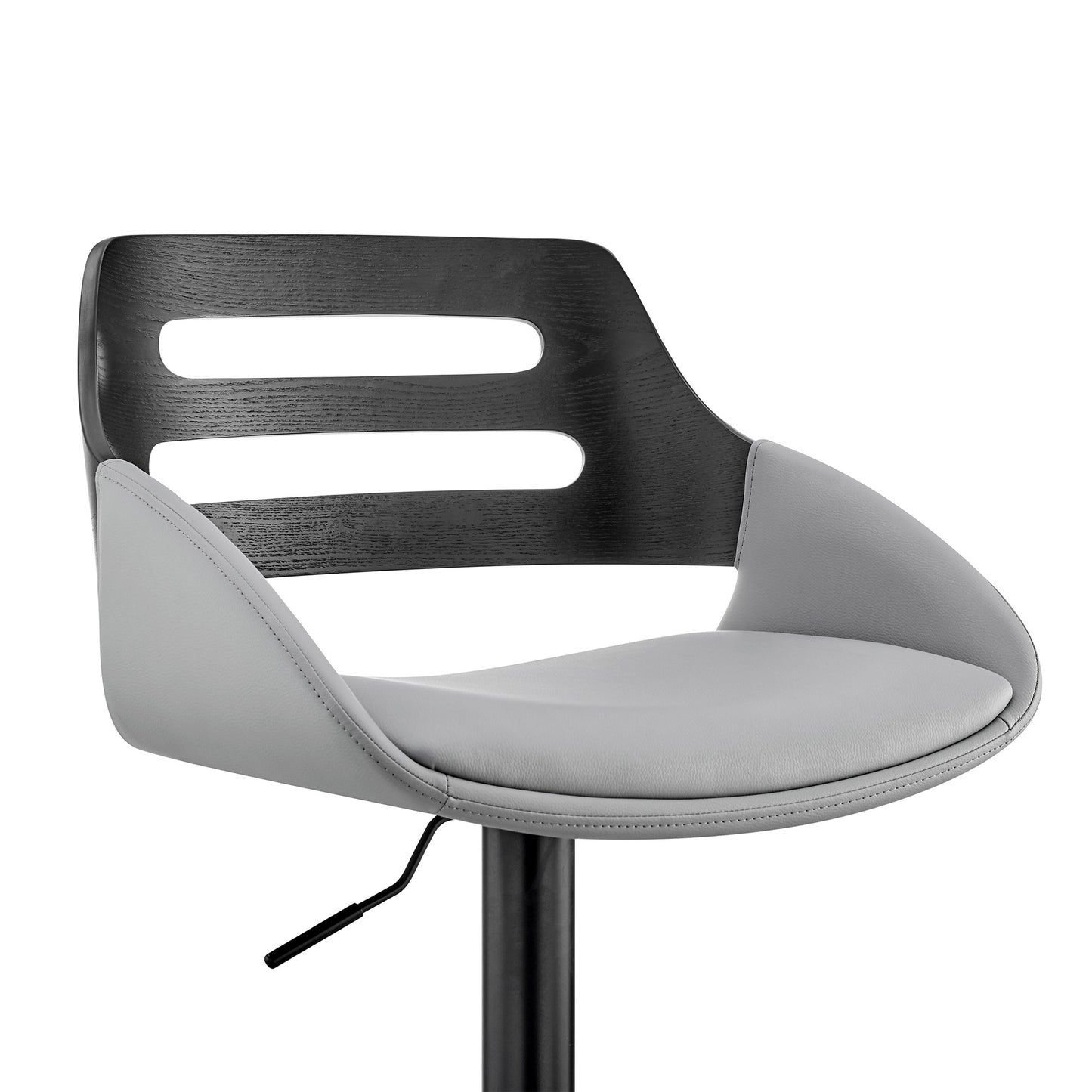 43" Gray And Black Iron Swivel Low Back Adjustable Height Bar Chair With Footrest