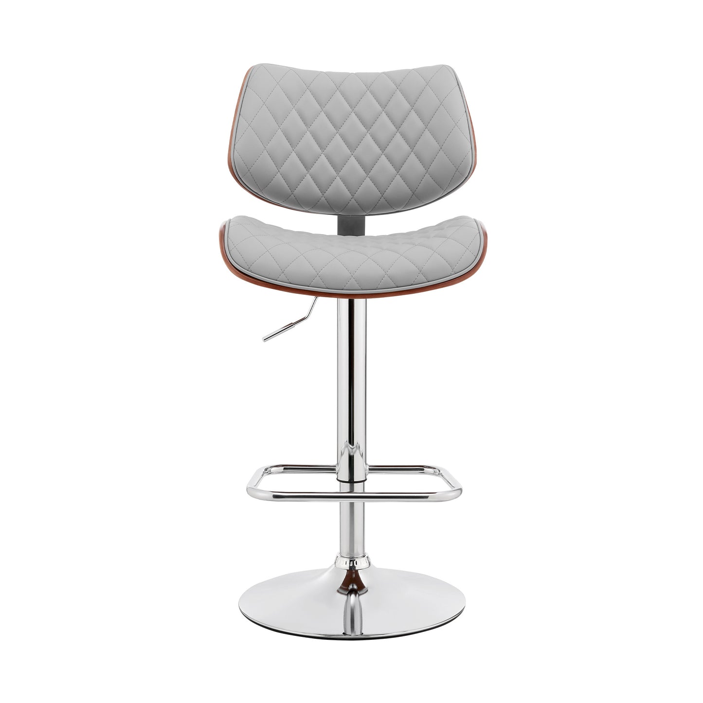 45" Gray Faux Leather And Iron Swivel Adjustable Height Bar Chair