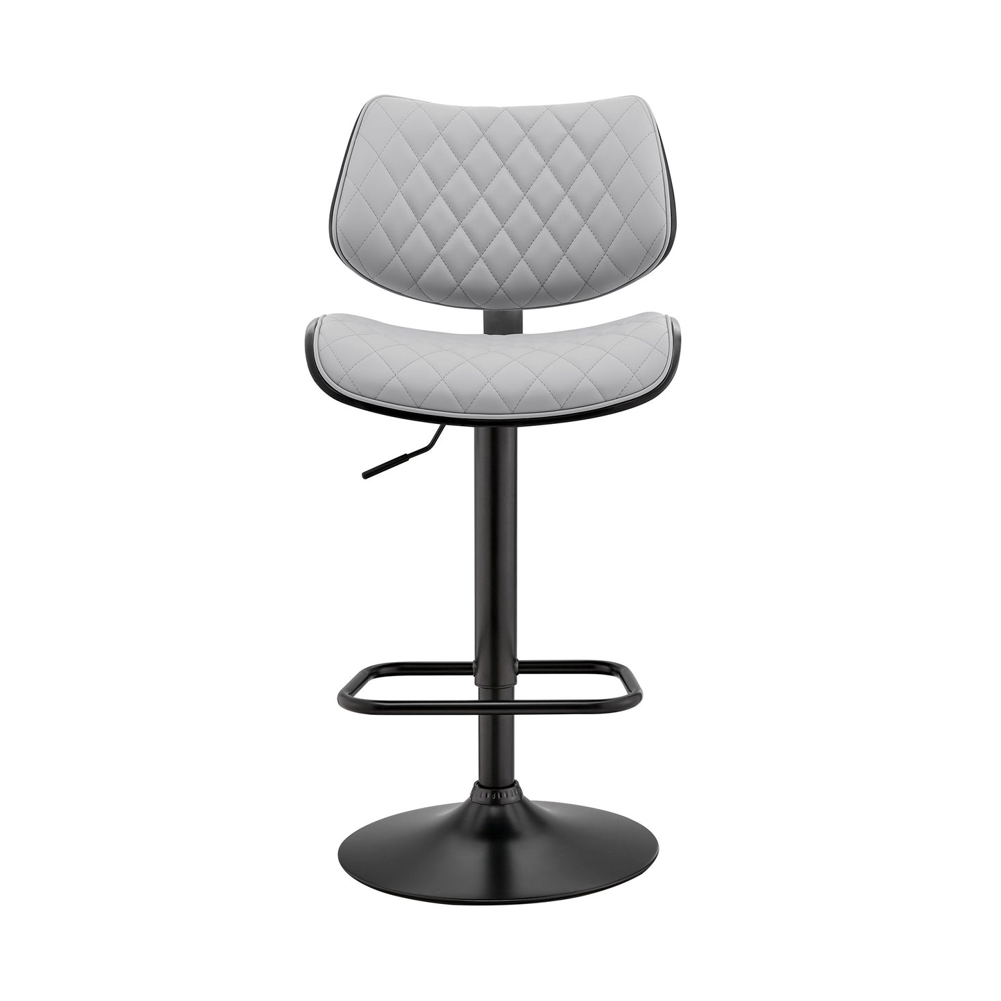 45" Gray Faux Leather And Iron Swivel Adjustable Height Bar Chair