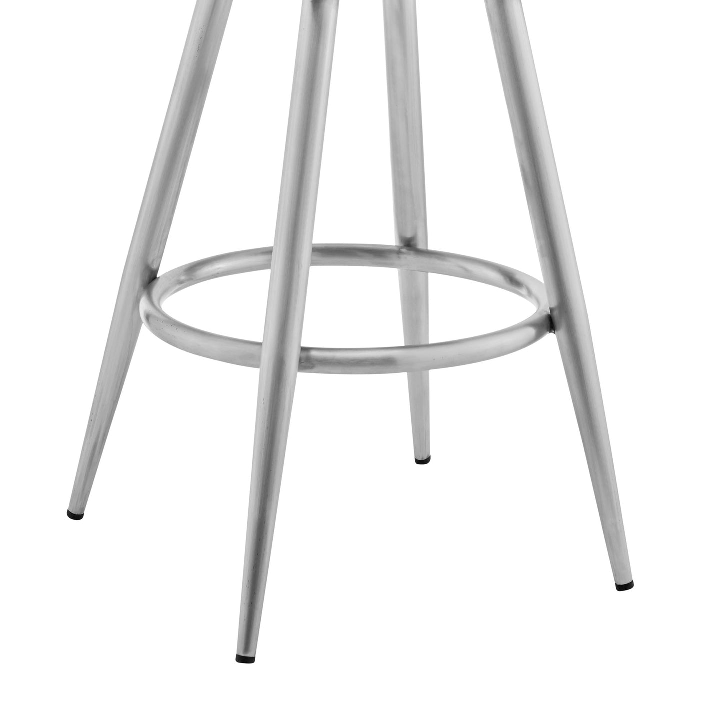 41" Gray Faux Leather And Iron Swivel Counter Height Bar Chair