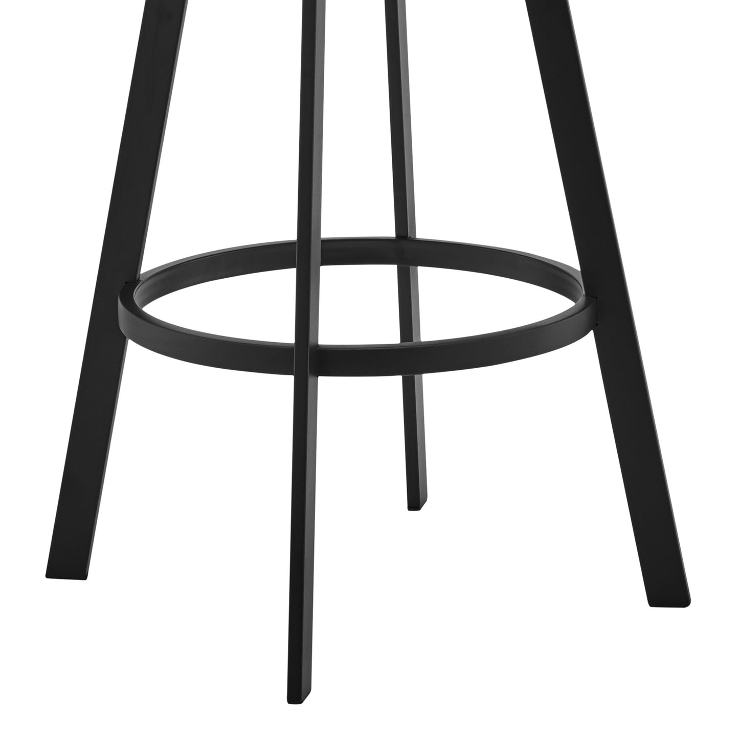 34" Gray And Black Faux Leather And Iron Swivel Low Back Counter Height Bar Chair With Footrest