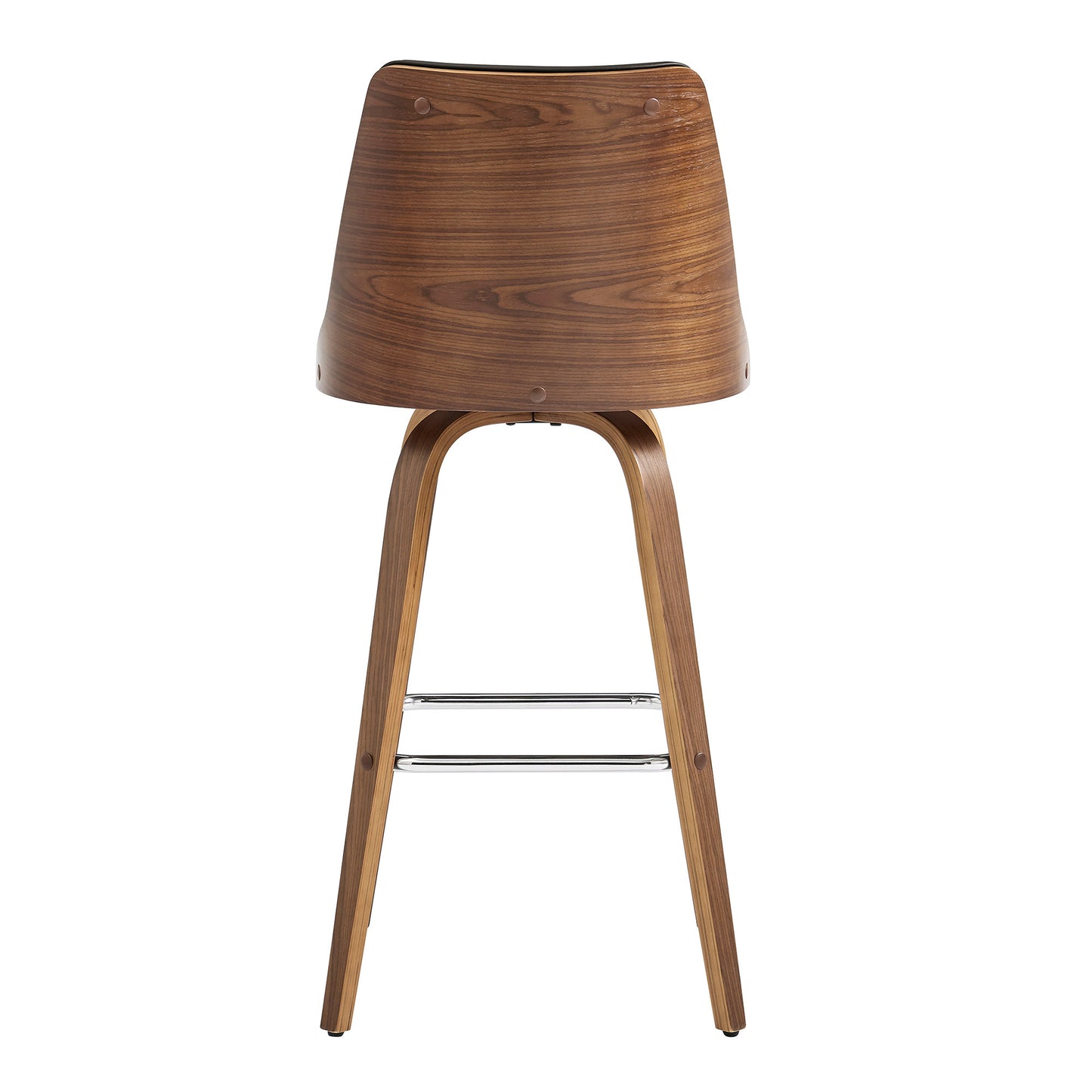 41" Brown Faux Leather And Manufactured Wood Swivel Bar Height Chair