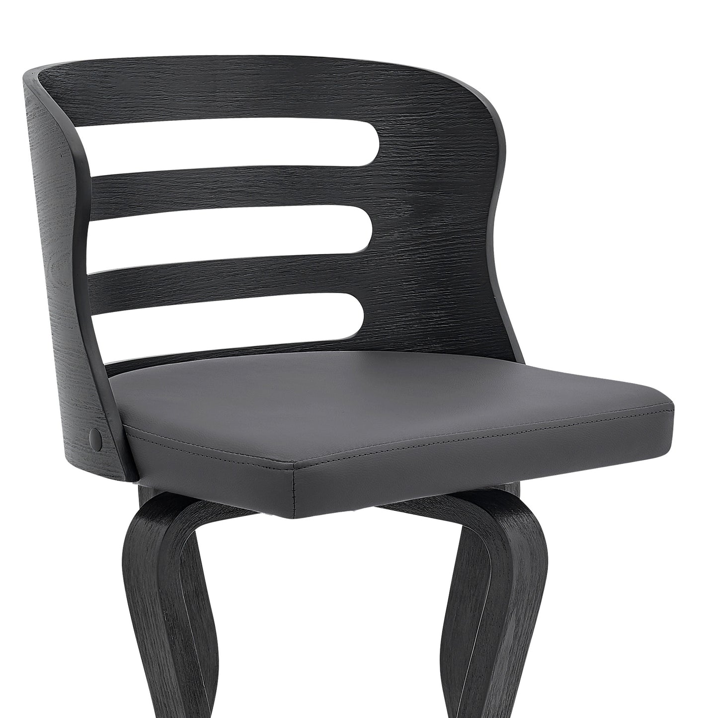 39" Matte Black And Gray Bar Height Swivel Full Back Bar Chair