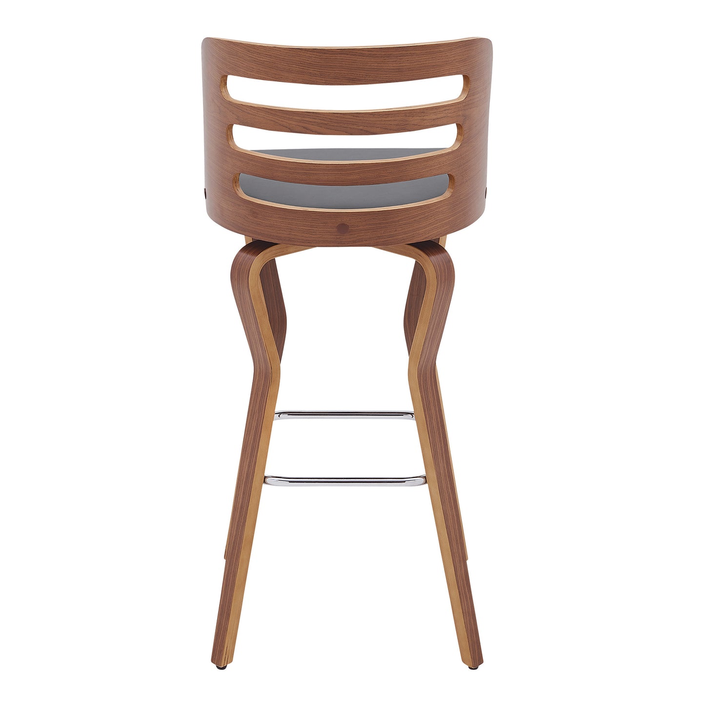39" Walnut And Gray Bar Height Swivel Full Back Bar Chair