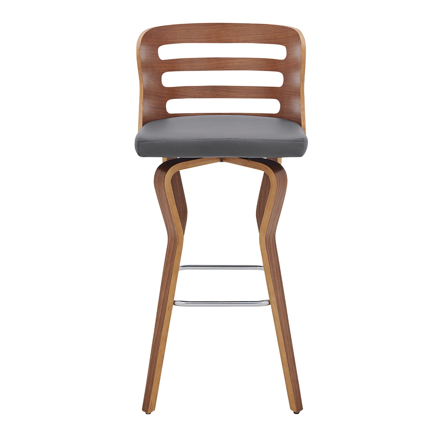 39" Walnut And Gray Bar Height Swivel Full Back Bar Chair