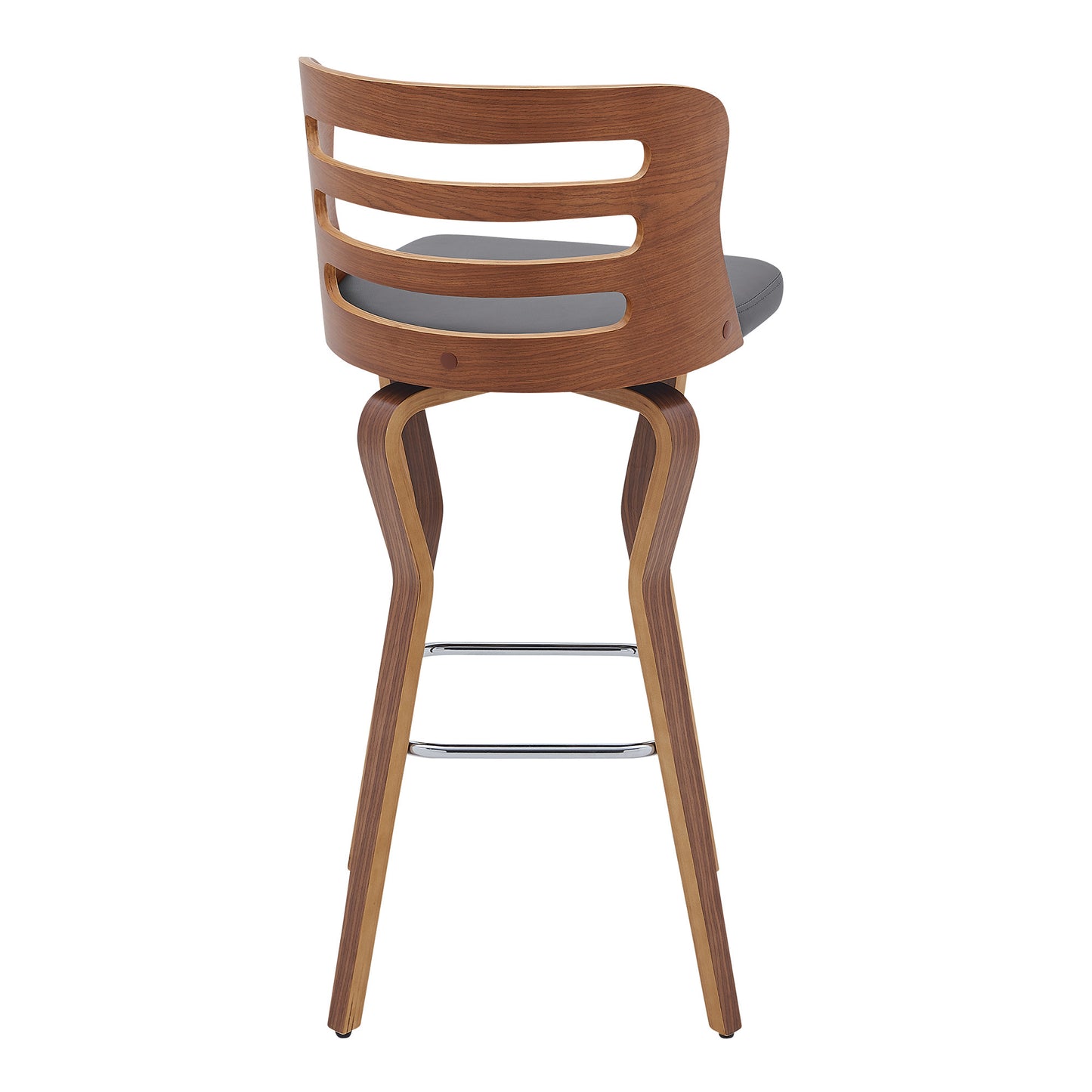 39" Walnut And Gray Bar Height Swivel Full Back Bar Chair