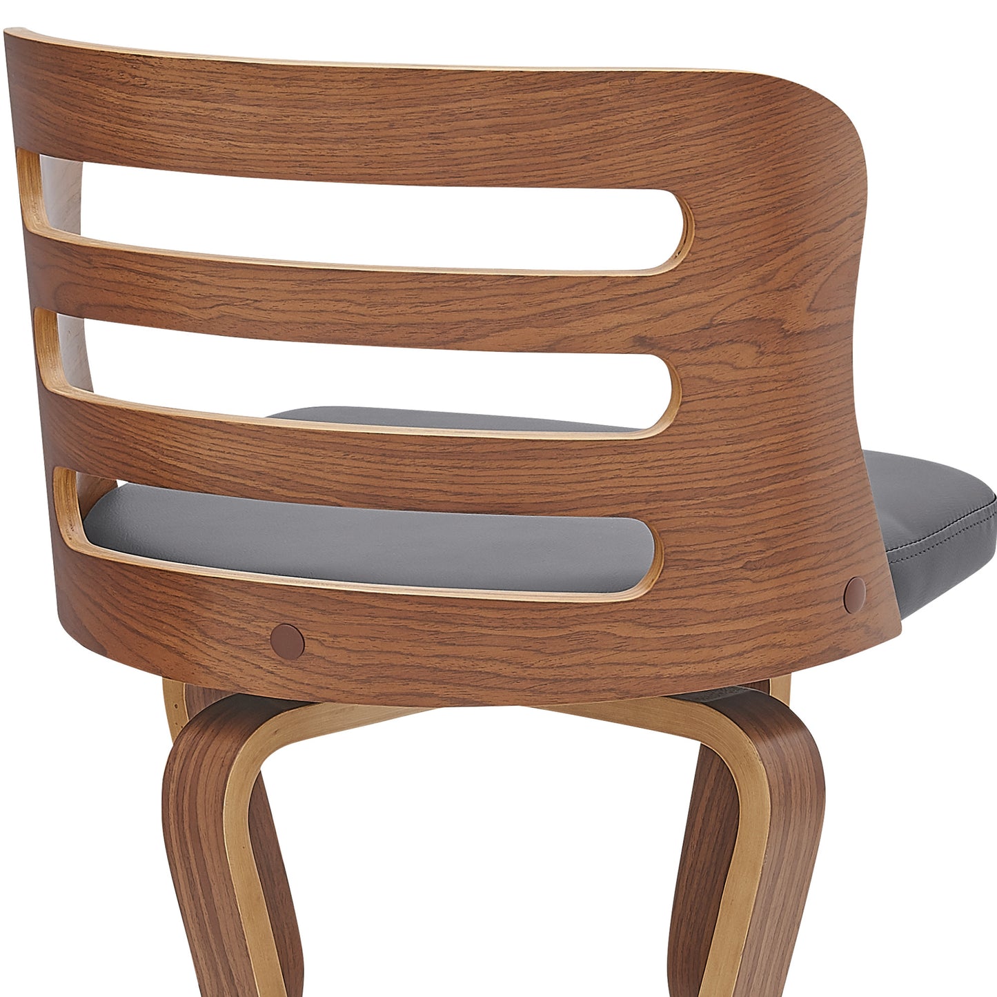 39" Walnut And Gray Bar Height Swivel Full Back Bar Chair