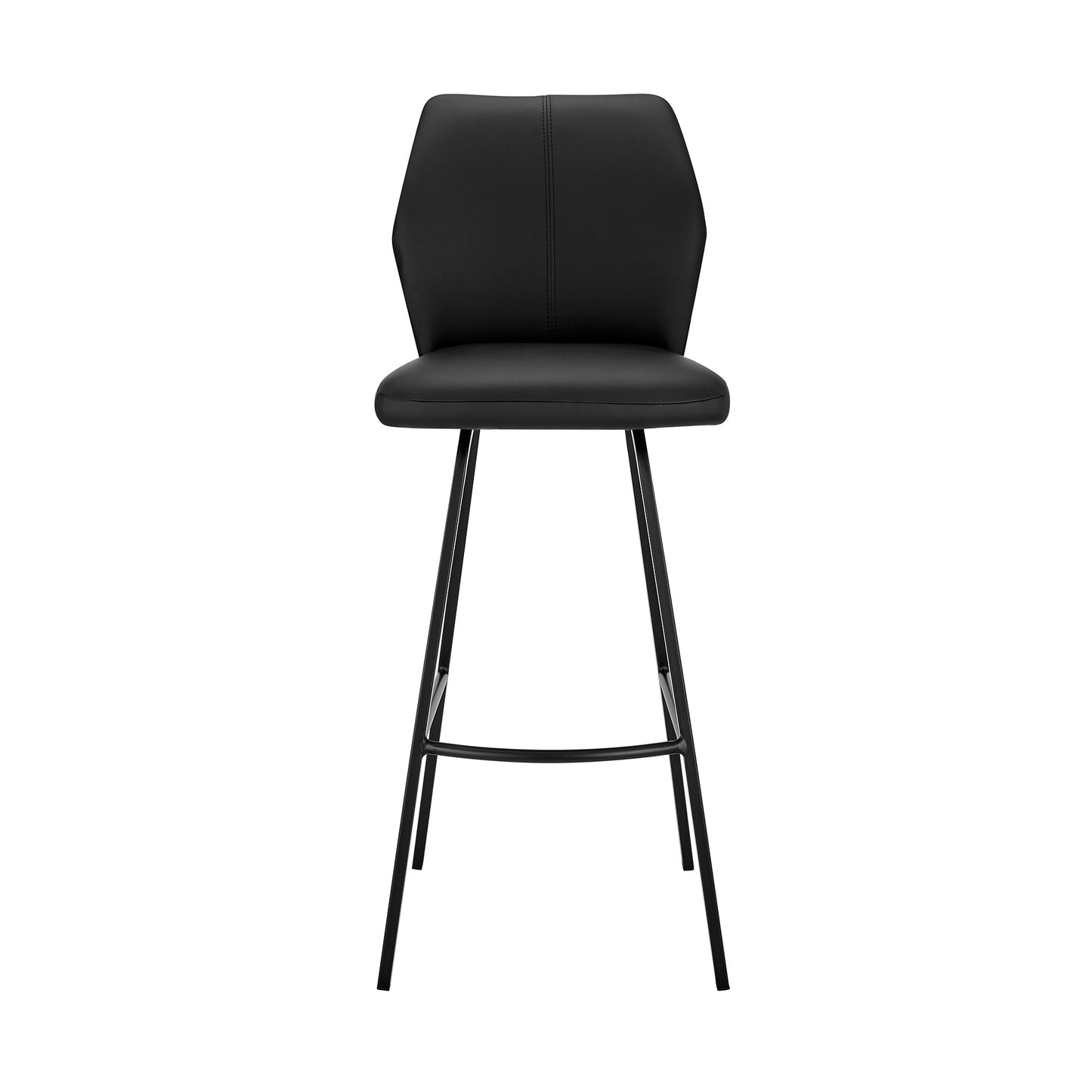 42" Black Faux Leather And Iron Bar Height Chair