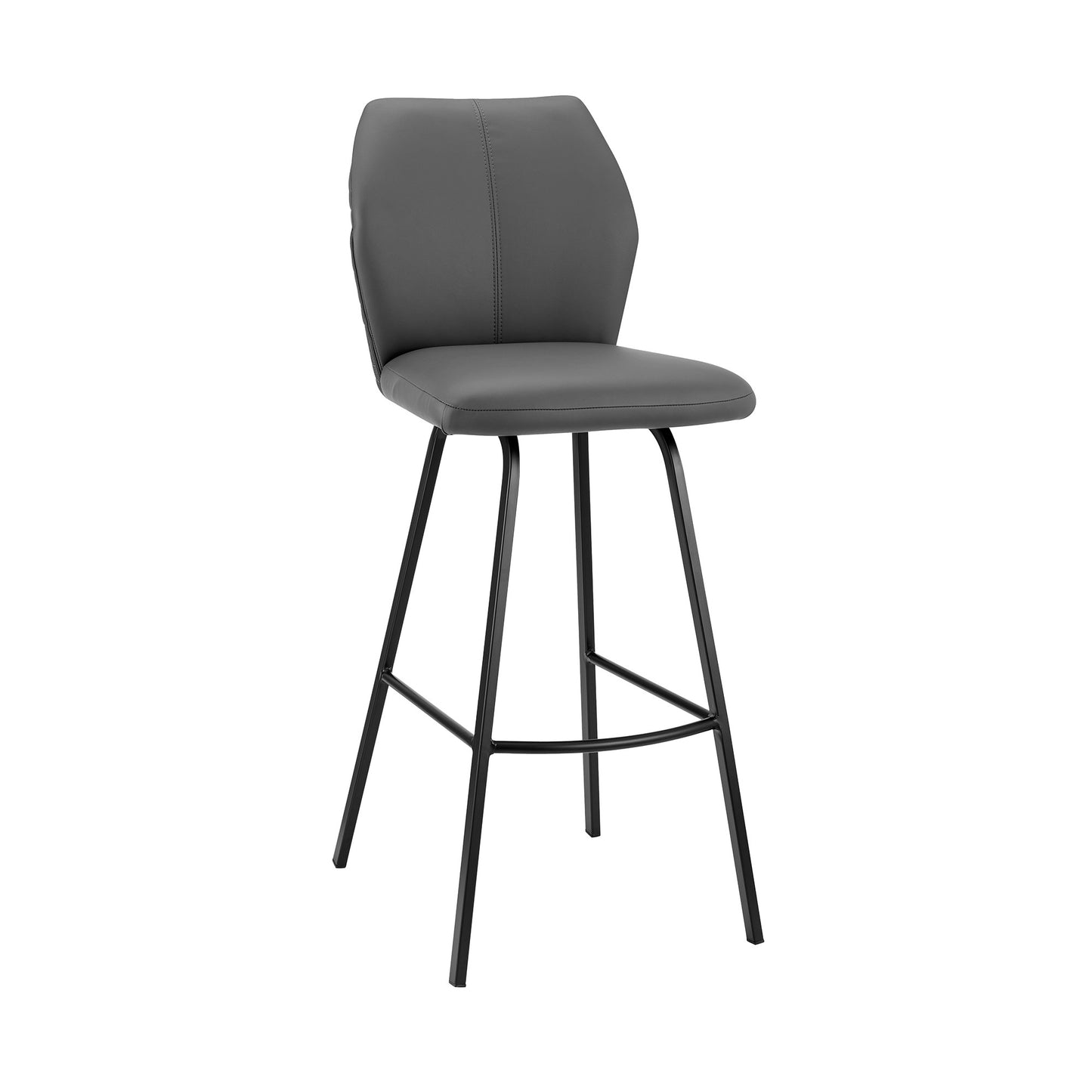 38" Gray Faux Leather And Iron Counter Height Bar Chair