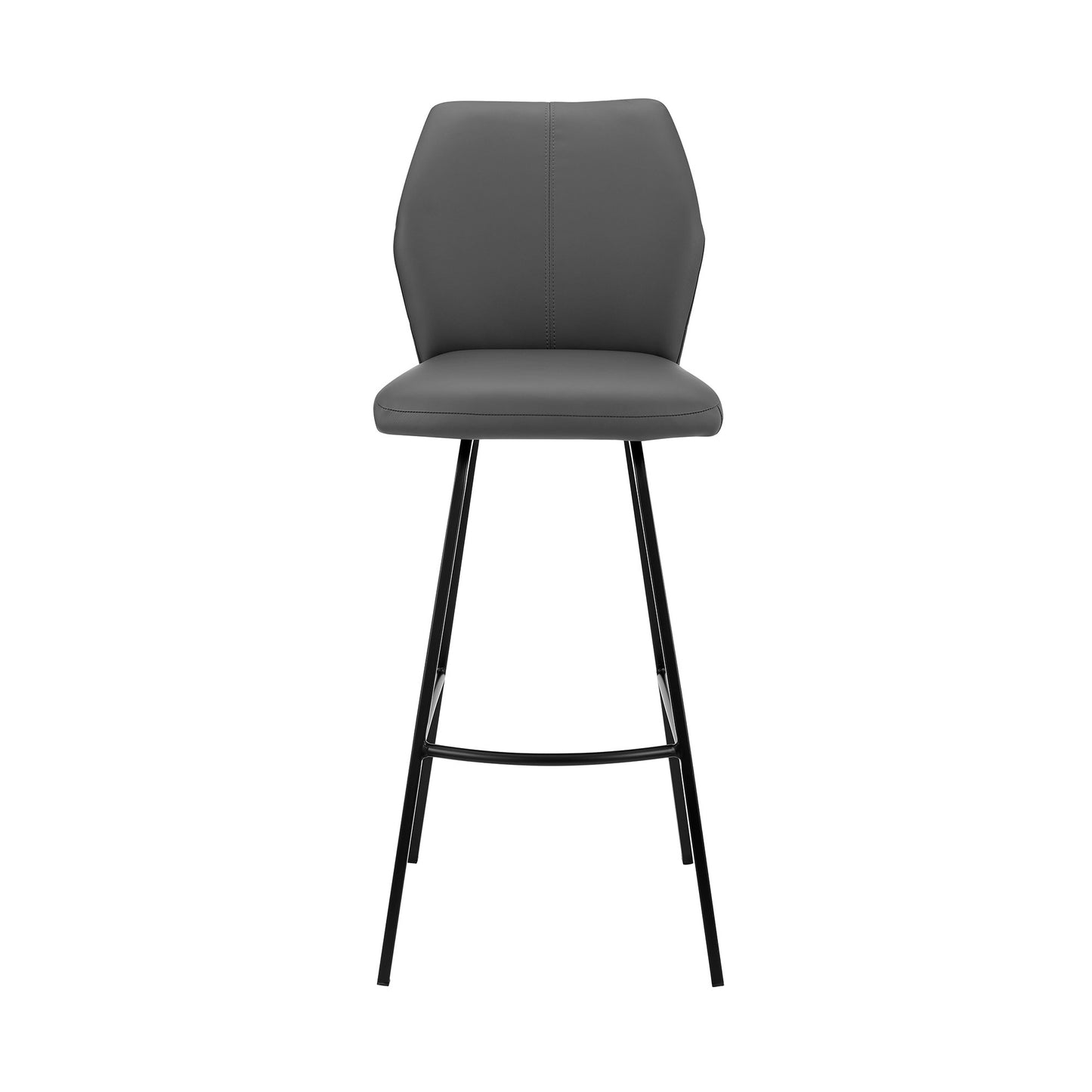 38" Gray Faux Leather And Iron Counter Height Bar Chair