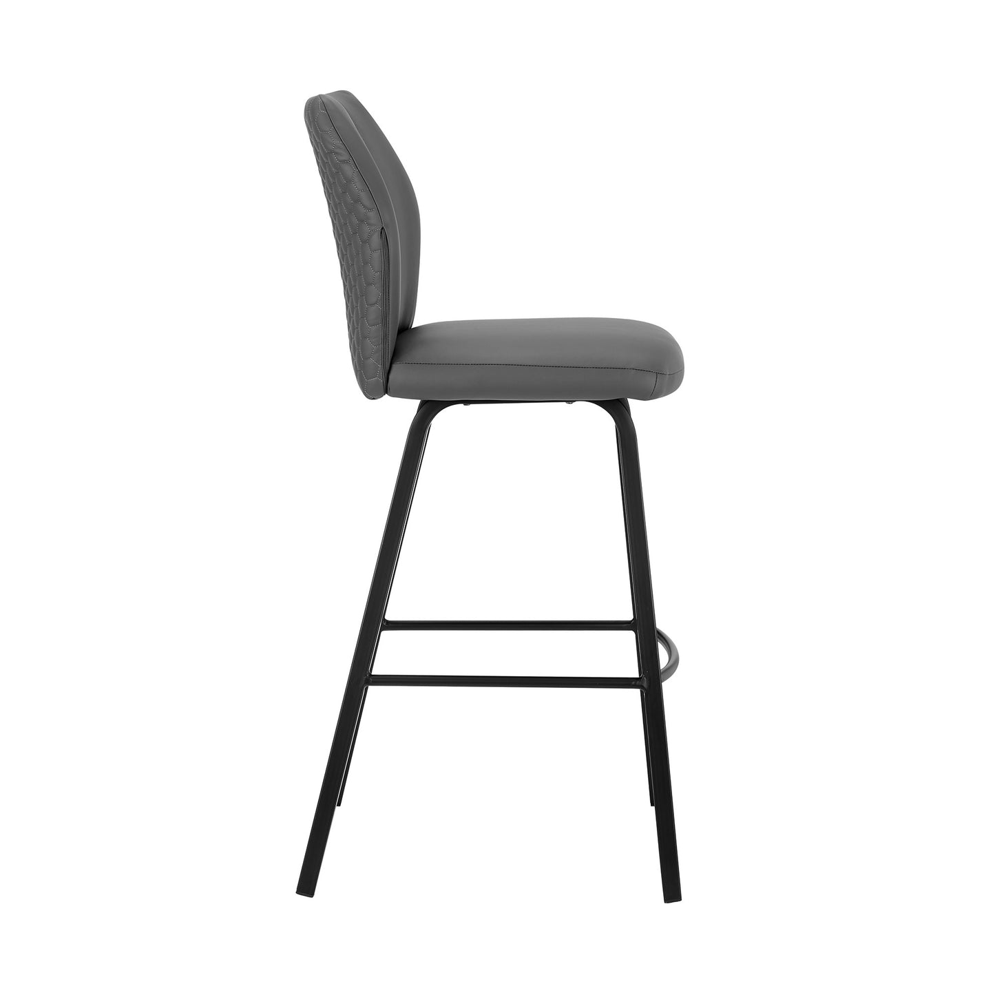 38" Gray Faux Leather And Iron Counter Height Bar Chair
