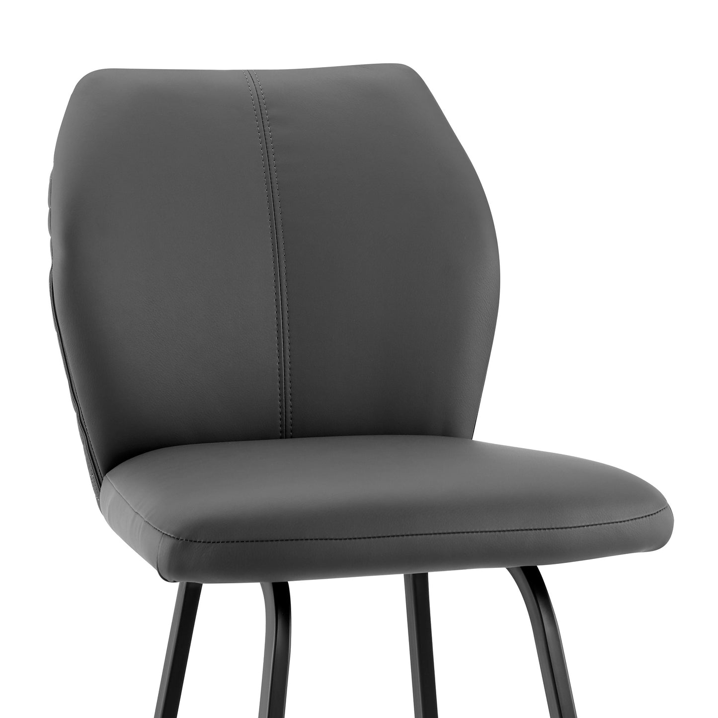 38" Gray Faux Leather And Iron Counter Height Bar Chair
