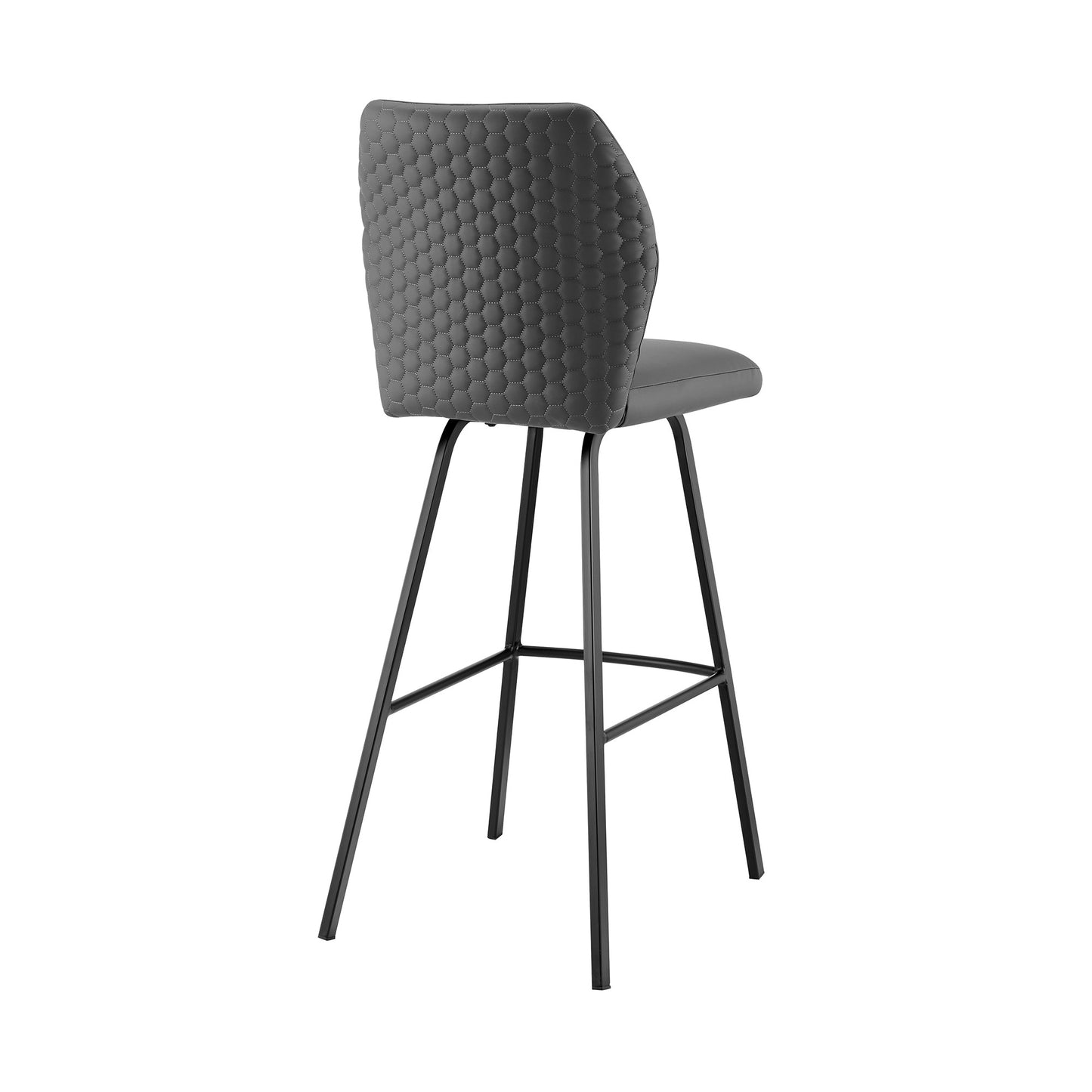 42" Gray Faux Leather And Iron Bar Height Chair