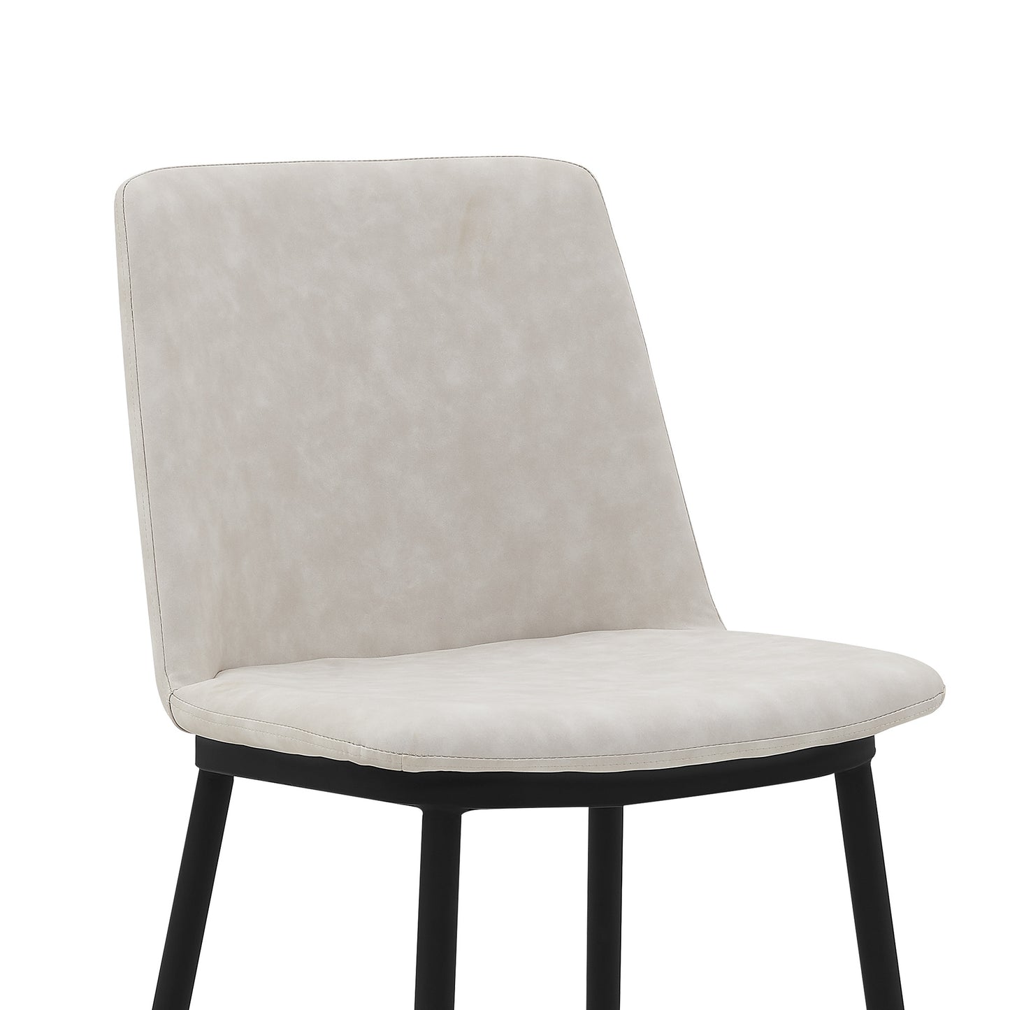 38" Cream Faux Leather And Iron Counter Height Bar Chair