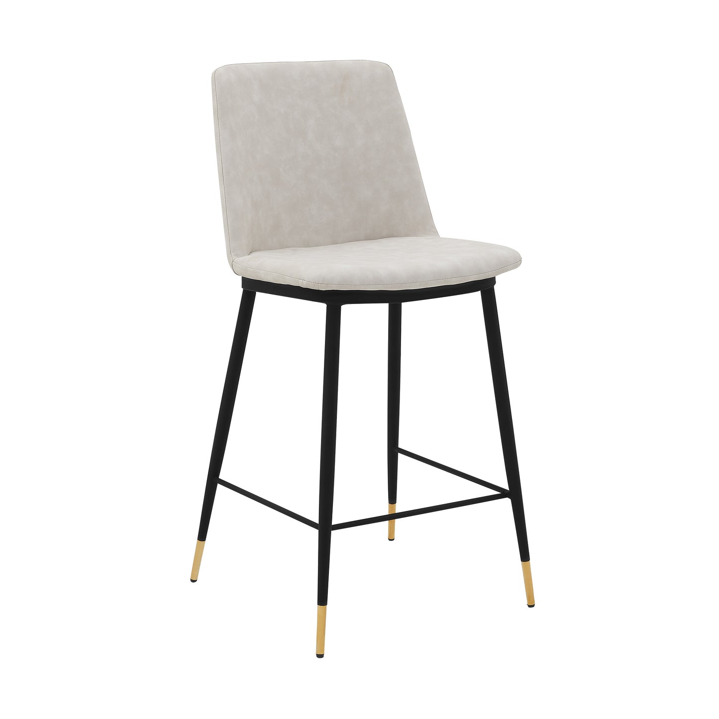 38" Cream Faux Leather And Iron Counter Height Bar Chair