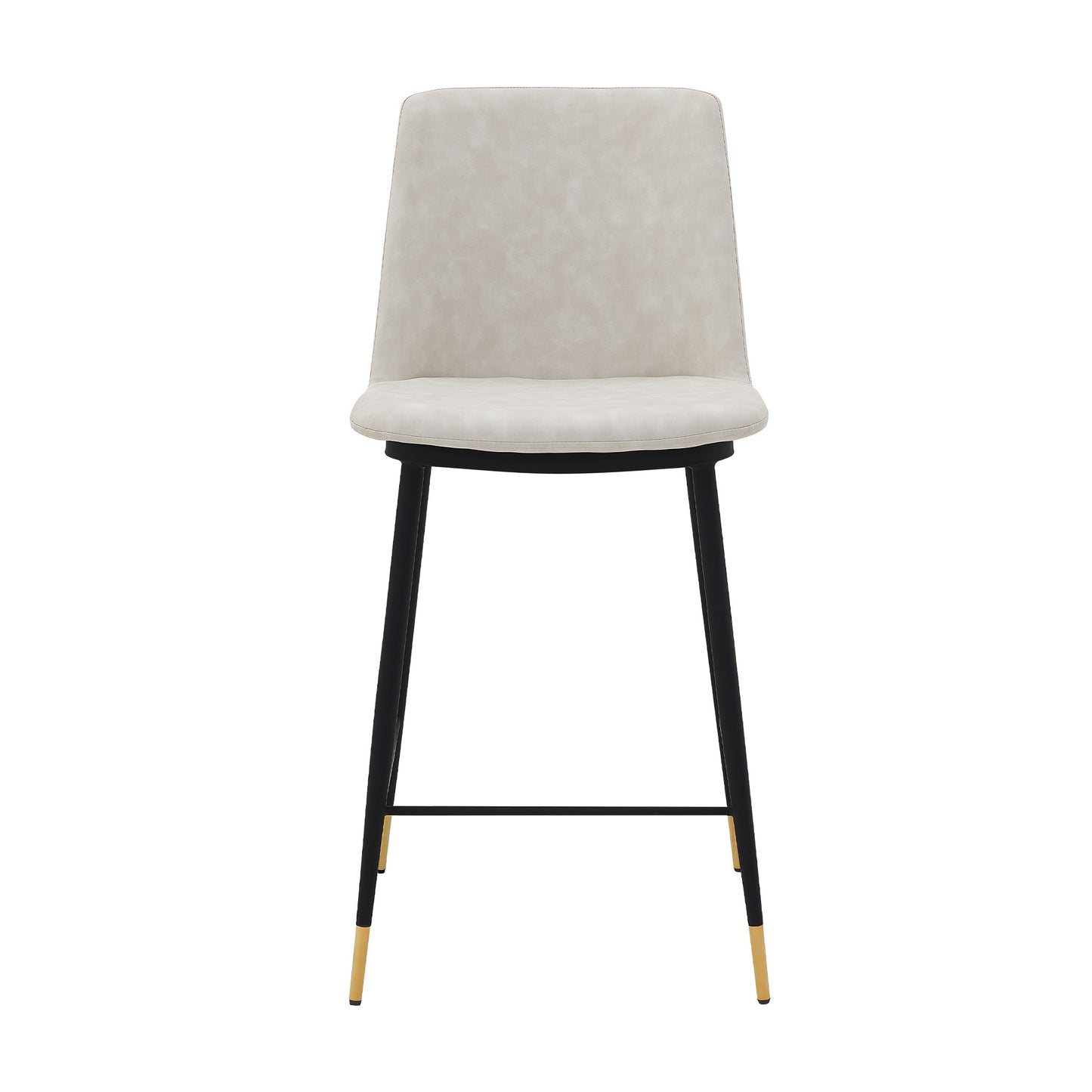 38" Cream Faux Leather And Iron Counter Height Bar Chair