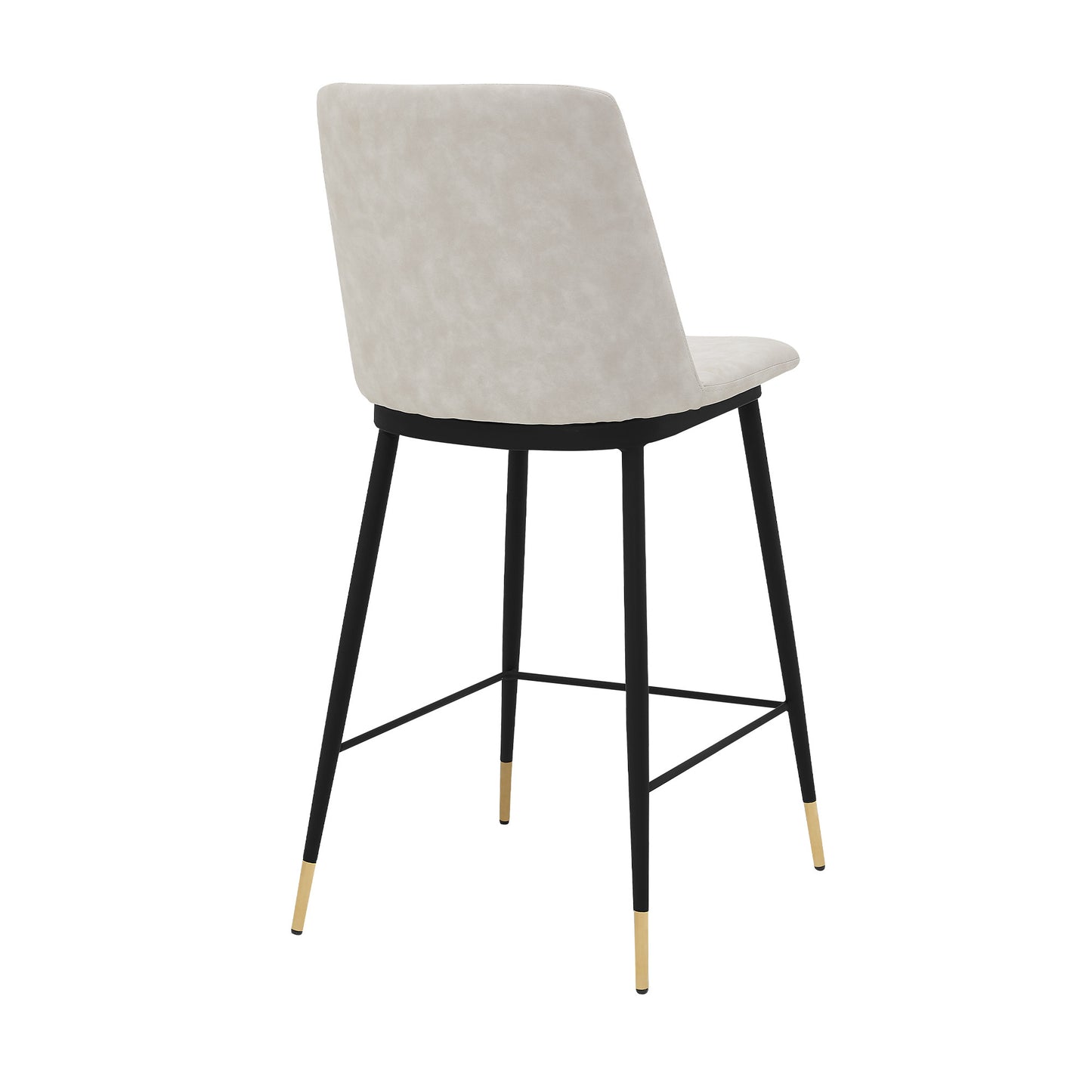 38" Cream Faux Leather And Iron Counter Height Bar Chair
