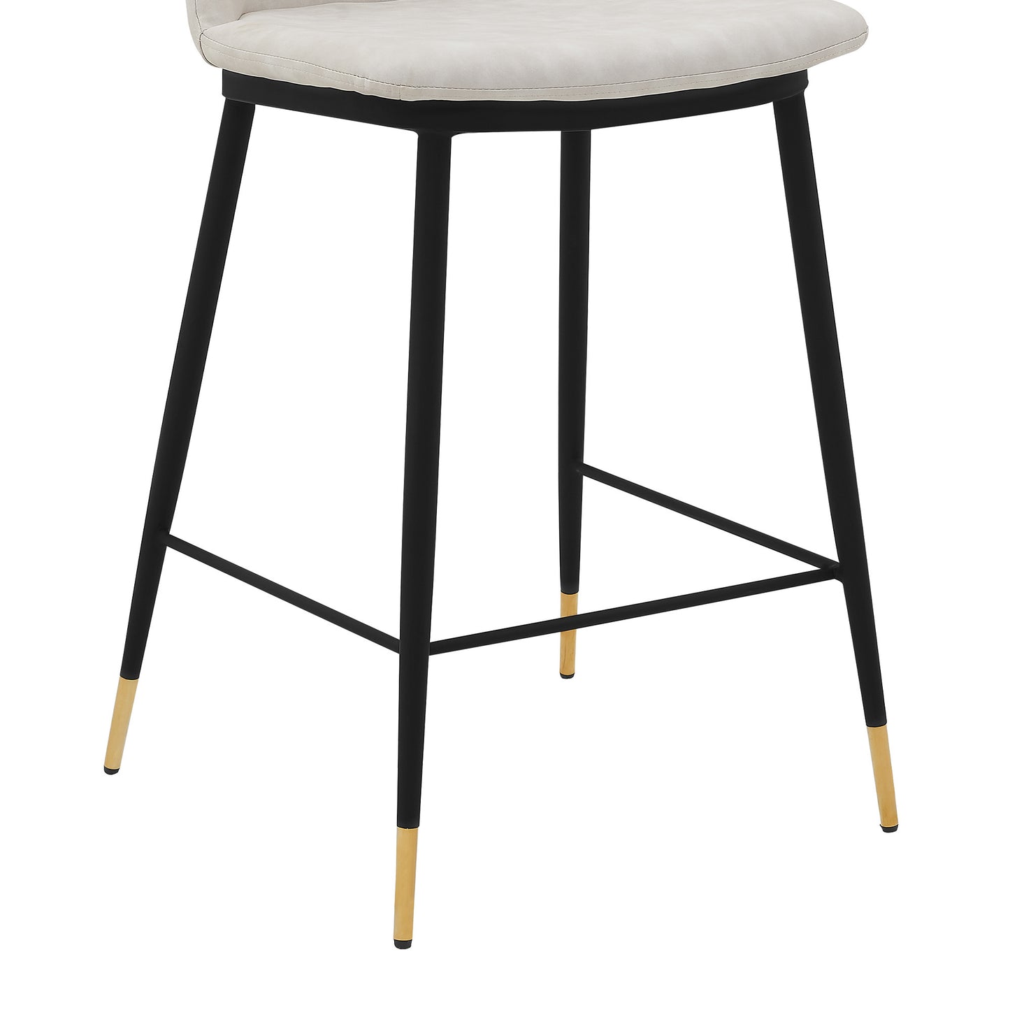 38" Cream Faux Leather And Iron Counter Height Bar Chair