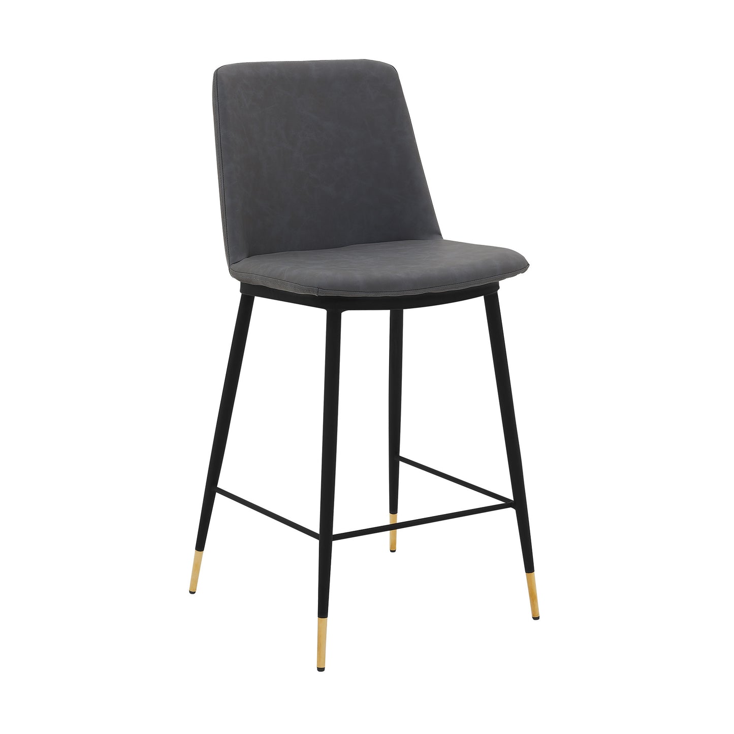 38" Gray Faux Leather And Iron Counter Height Bar Chair