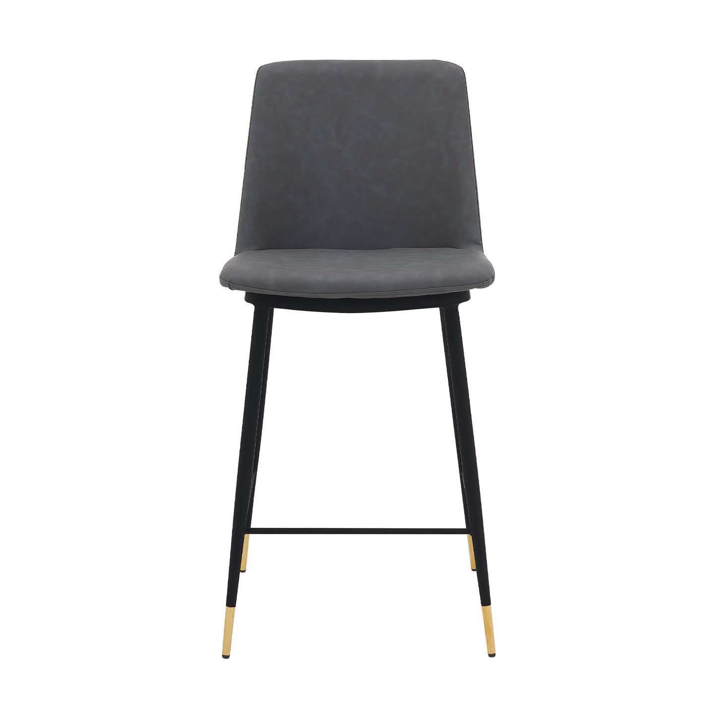 38" Gray Faux Leather And Iron Counter Height Bar Chair