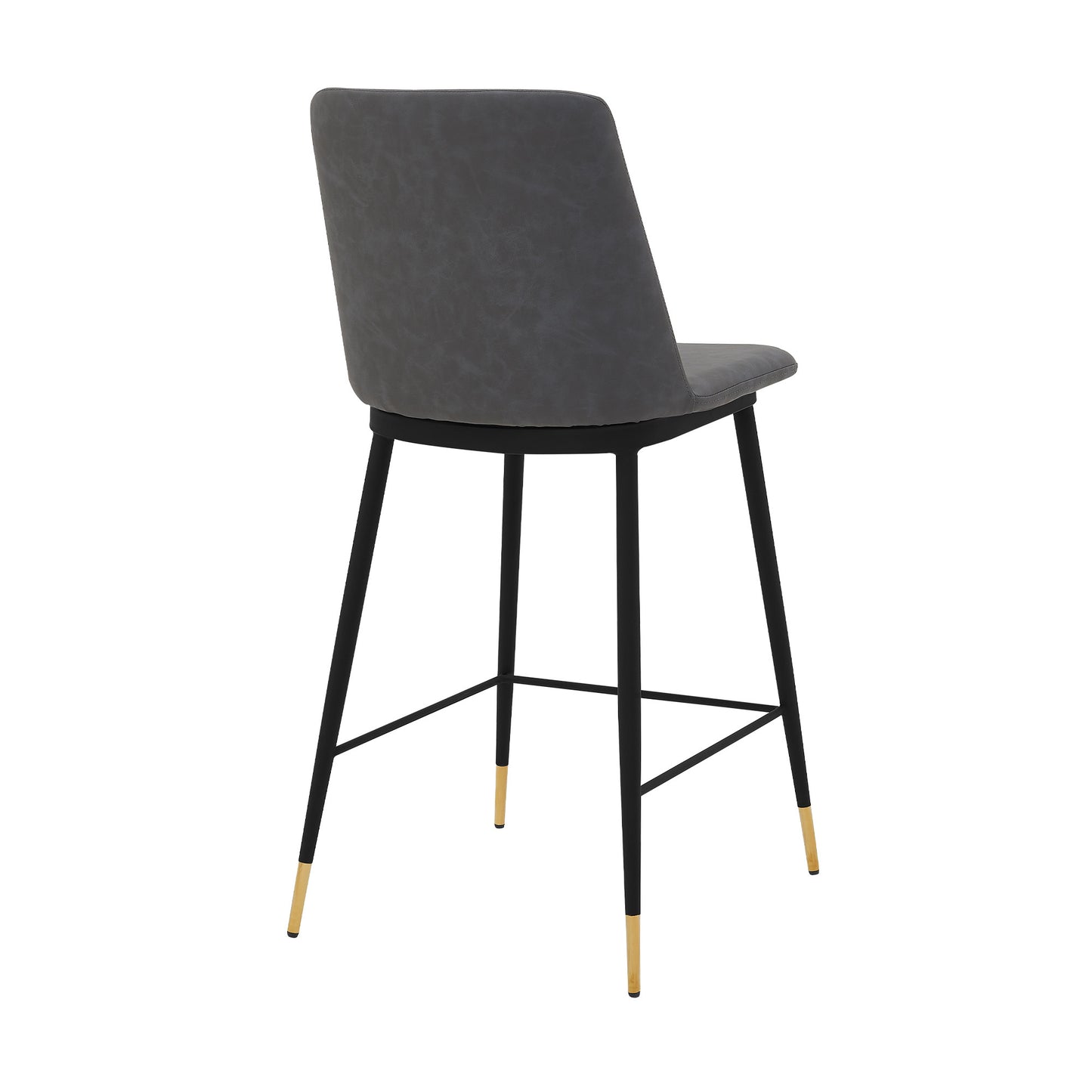 38" Gray Faux Leather And Iron Counter Height Bar Chair