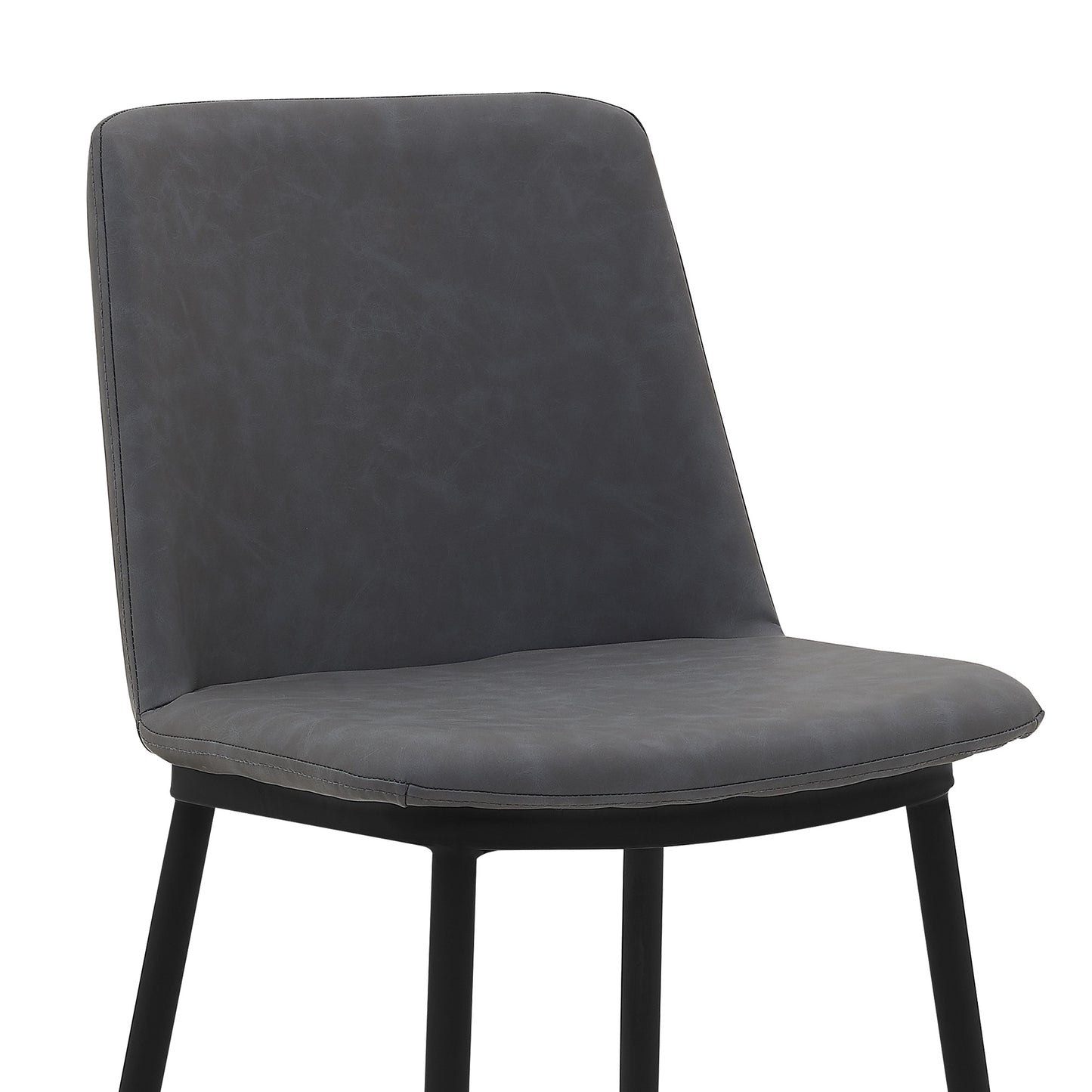 38" Gray Faux Leather And Iron Counter Height Bar Chair