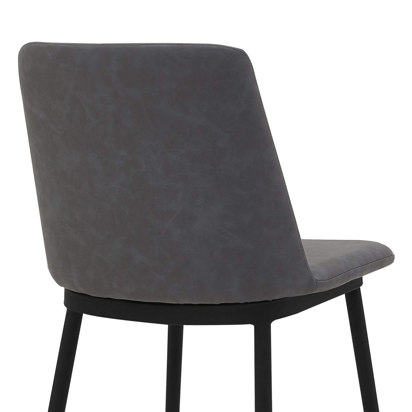 38" Gray Faux Leather And Iron Counter Height Bar Chair
