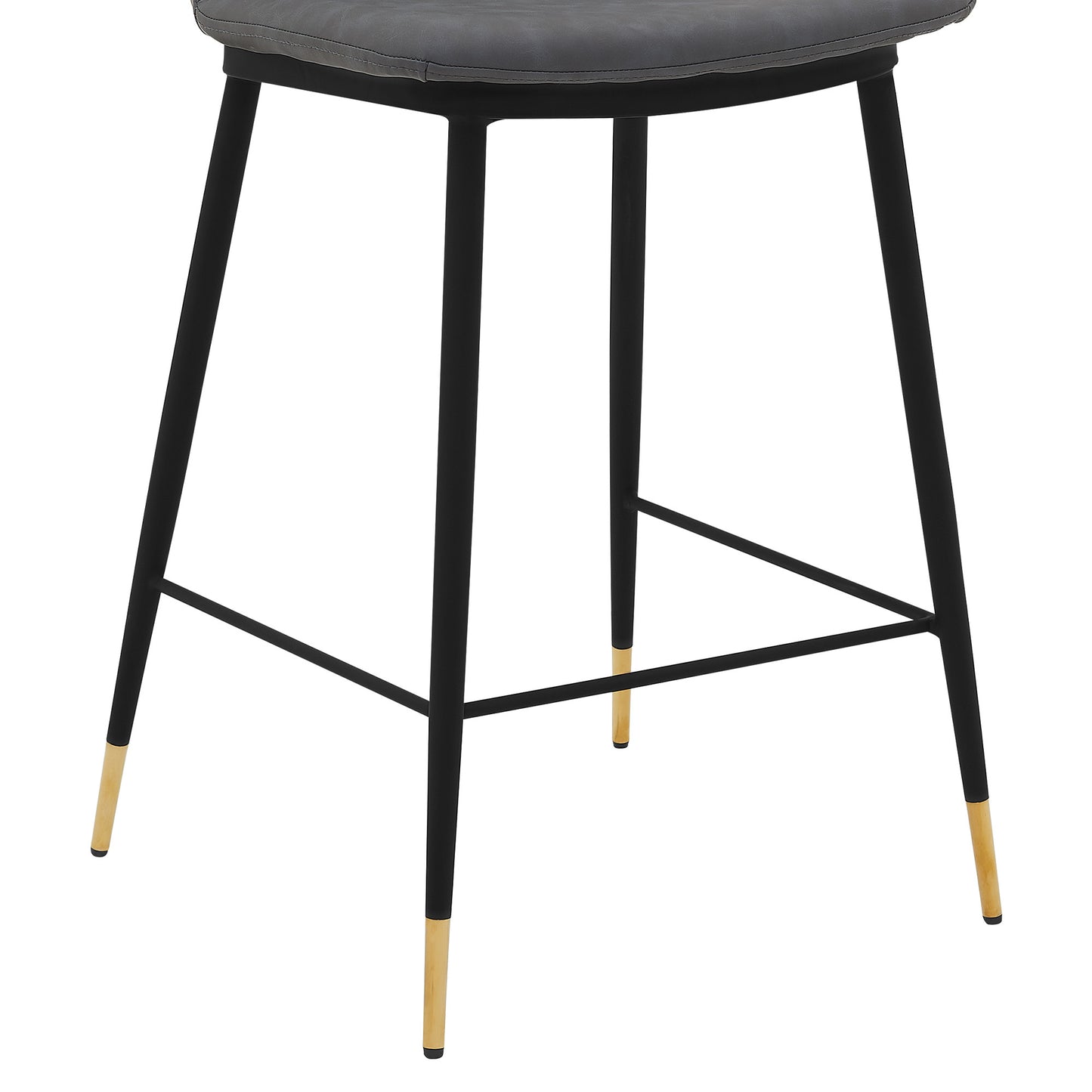 38" Gray Faux Leather And Iron Counter Height Bar Chair