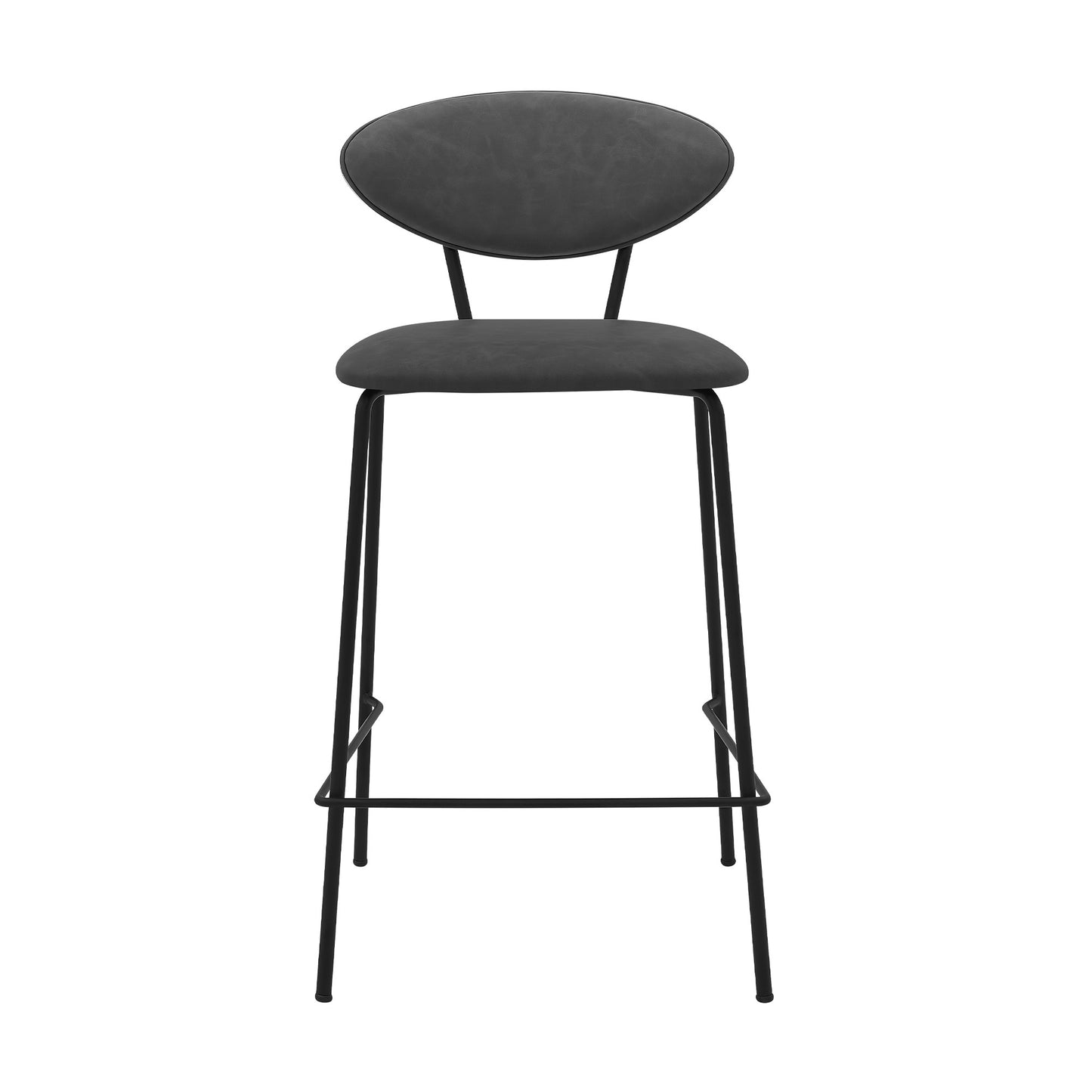 36" Gray Faux Leather And Iron Low Back Counter Height Bar Chair
