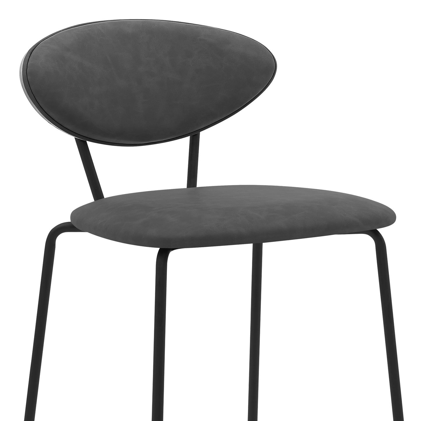 36" Gray Faux Leather And Iron Low Back Counter Height Bar Chair