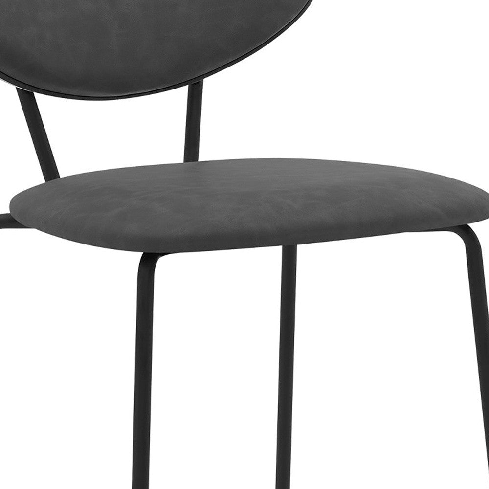36" Gray Faux Leather And Iron Low Back Counter Height Bar Chair